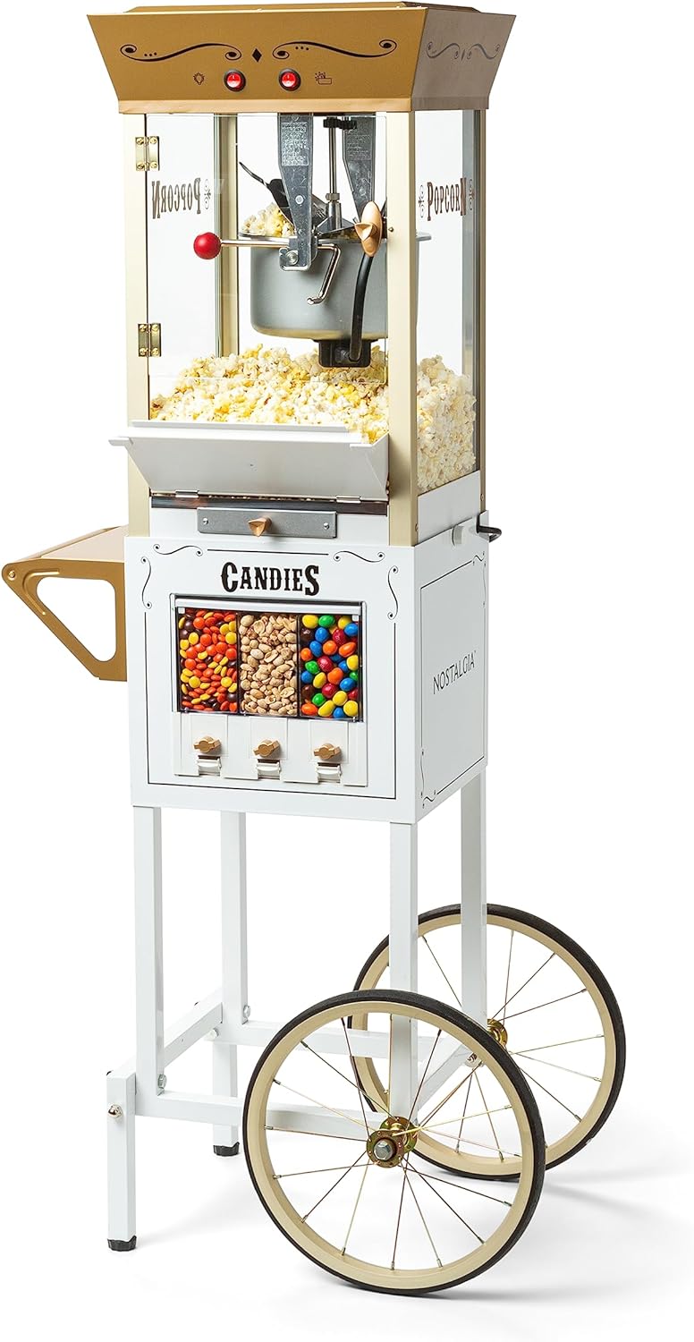 Thumbnail 6 de Nostalgia Popcorn Maker Machine – Professional Cart with 8 oz Kettle (32 Cups) – Vintage Theater Style in Red