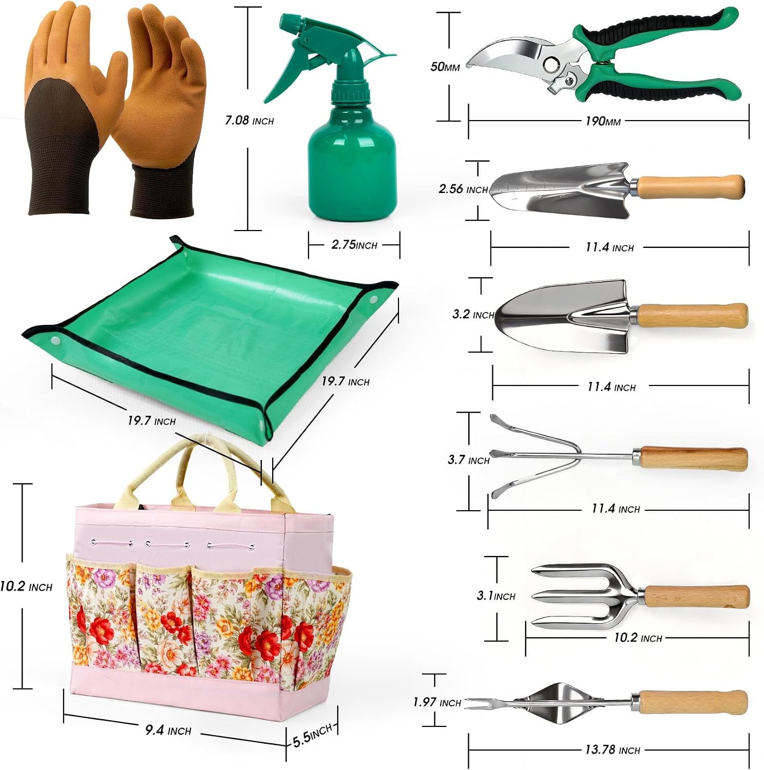 Thumbnail 5 de SLARMOR 10-Piece Garden Tools Set: Heavy Duty Stainless Hand Tools with Ergonomic Handles
