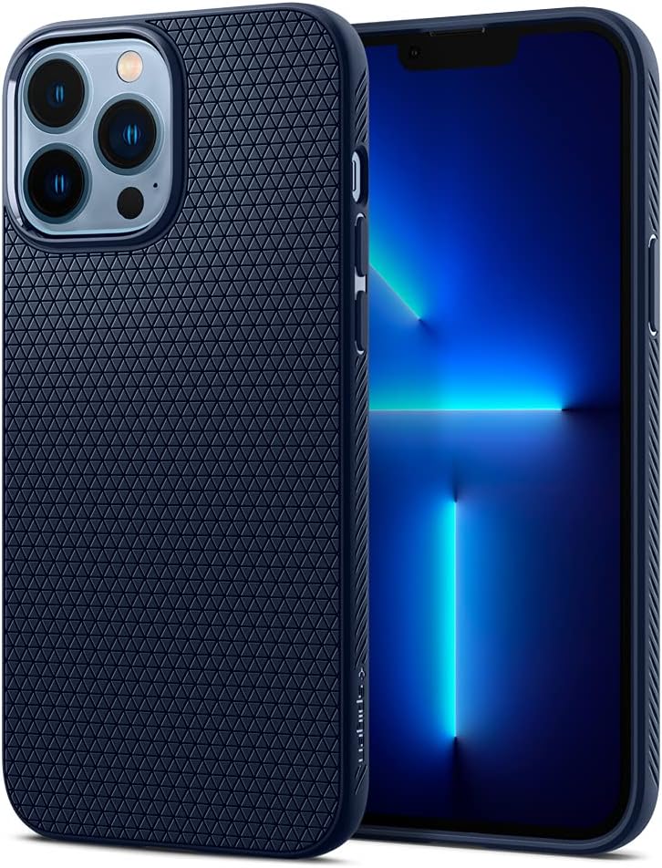 Detalle de Spigen Liquid Air iPhone 13 Pro Max coque bleu marin