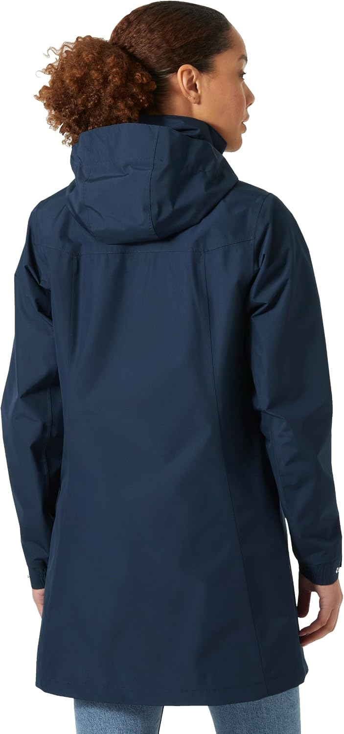 Detalle de Helly Hansen Damen Aden Lange Regenmantel – wasserdicht, atmungsaktiv und elegant
