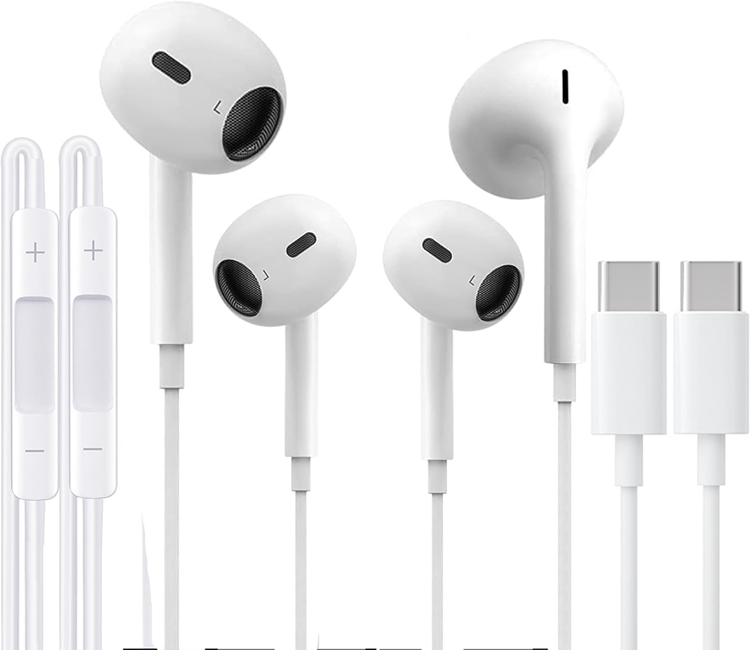 Detalle de 2PC USB-C Kopfhörer für iPhone 17/16/15 – USB-C In-Ear mit Geräuschunterdrückung, Mikrofon und Fernbedienung (2er-Pack)