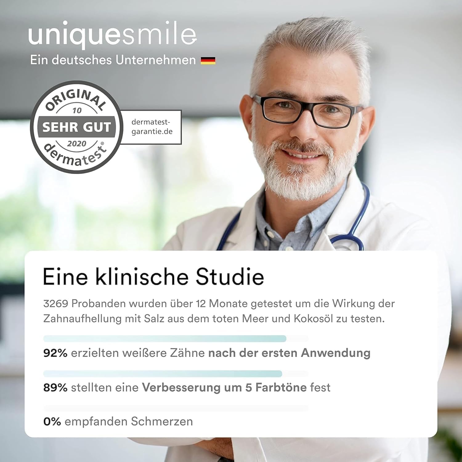Detalle 1 de Uniquesmile Zahnaufhellung Whitening Strips 40 Stück 🦷