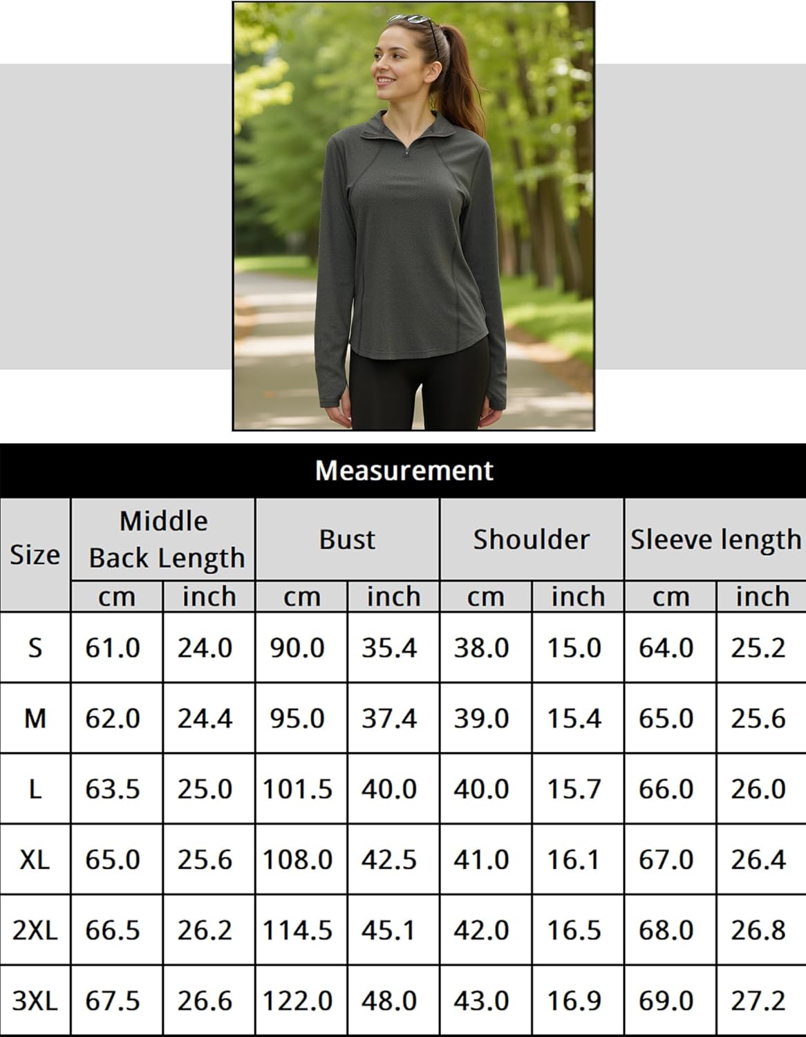 Thumbnail 5 de Crewhpo Tee Shirt Sport Femme Manche Longue avec Trous pour les Pouces – Tissu respirant et zip 1/4