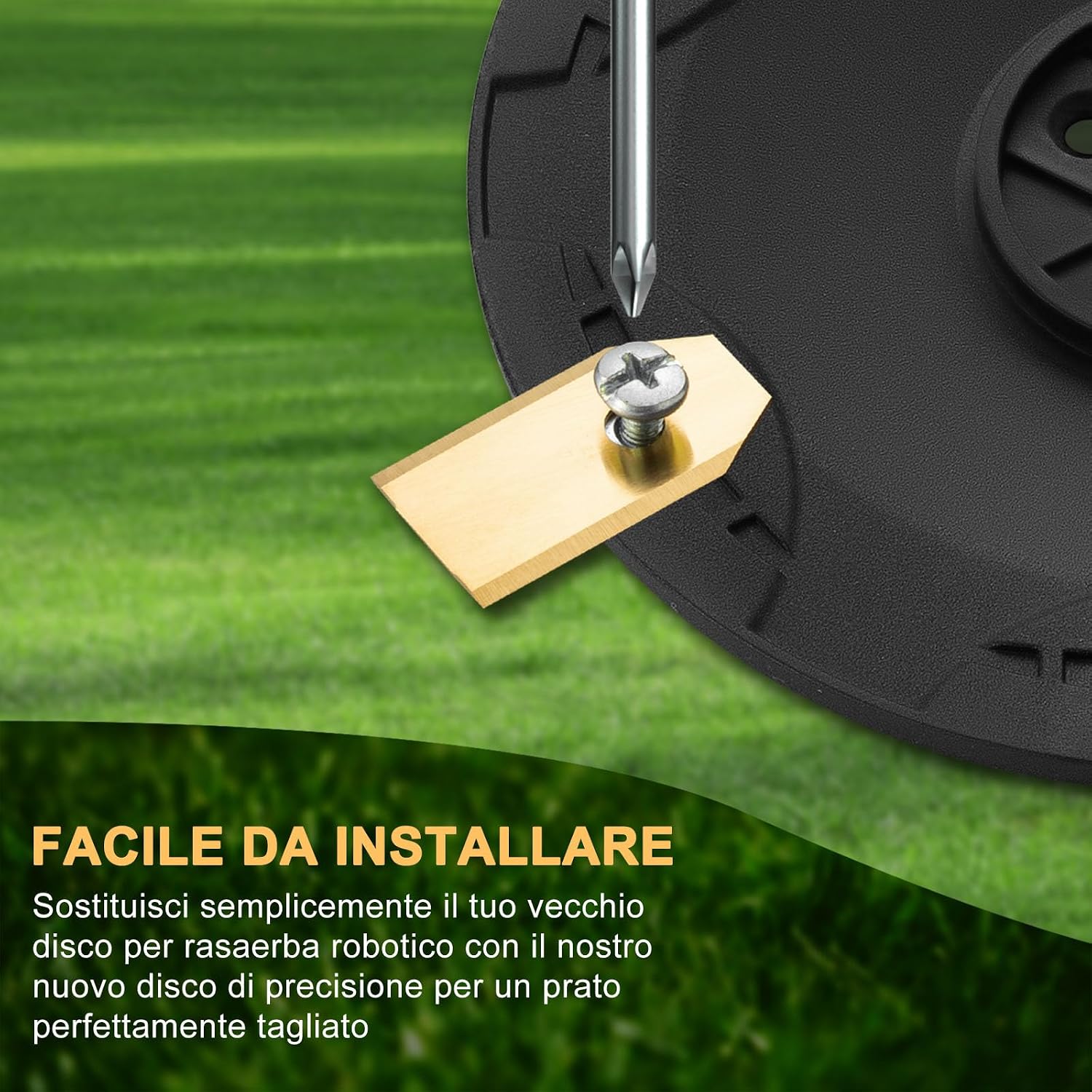 Detalle de FourShow Taglio più Efficiente: Piastra Lama + 6 Lame di Ricambio compatibili con Husqvarna Automower 308, Gardena R70Li/R80Li (fino al 2015)