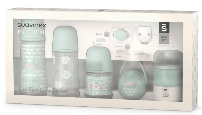 Detalle de Suavinex Bonhomia Set biberones y chupete 0–6m