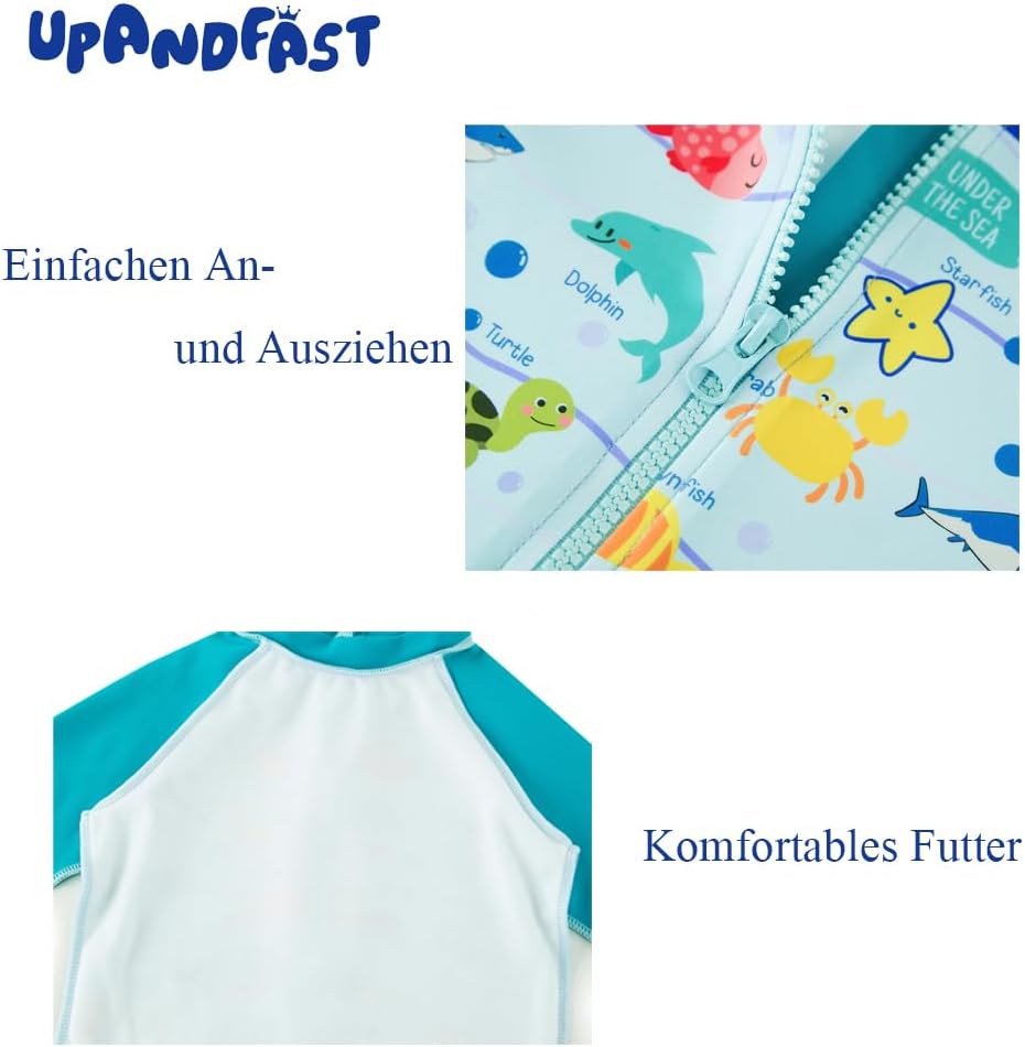 Thumbnail 3 de upandfast Baby Badeanzug mit Sonnenhut UPF 50+ (mit Reißverschluss-Garage) – Bademode für Babys