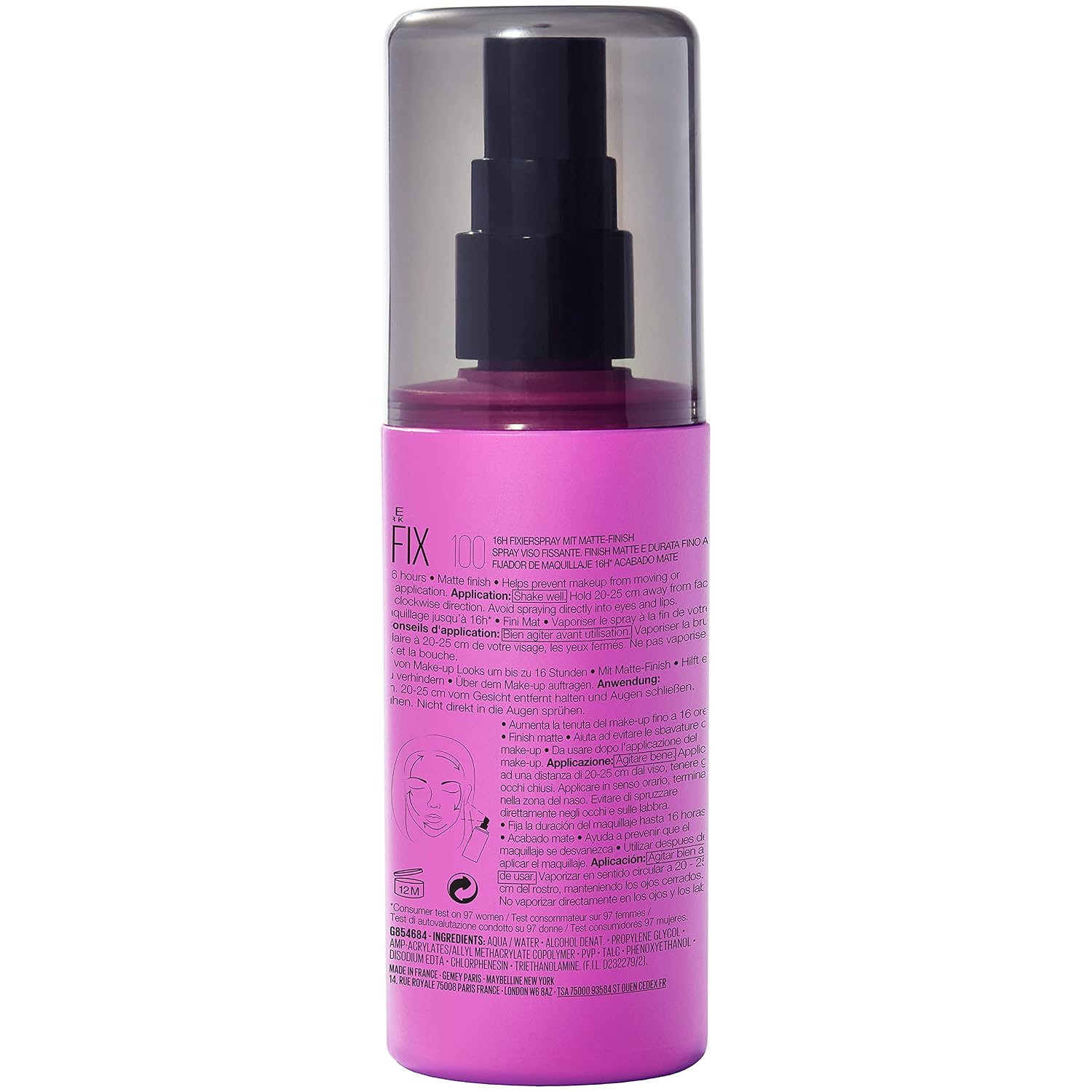 Thumbnail 2 de Maybelline New York Lasting Fix Spray für Make-up (transparent, Vanille) – Fixierspray mit mattierendem Mikropulver