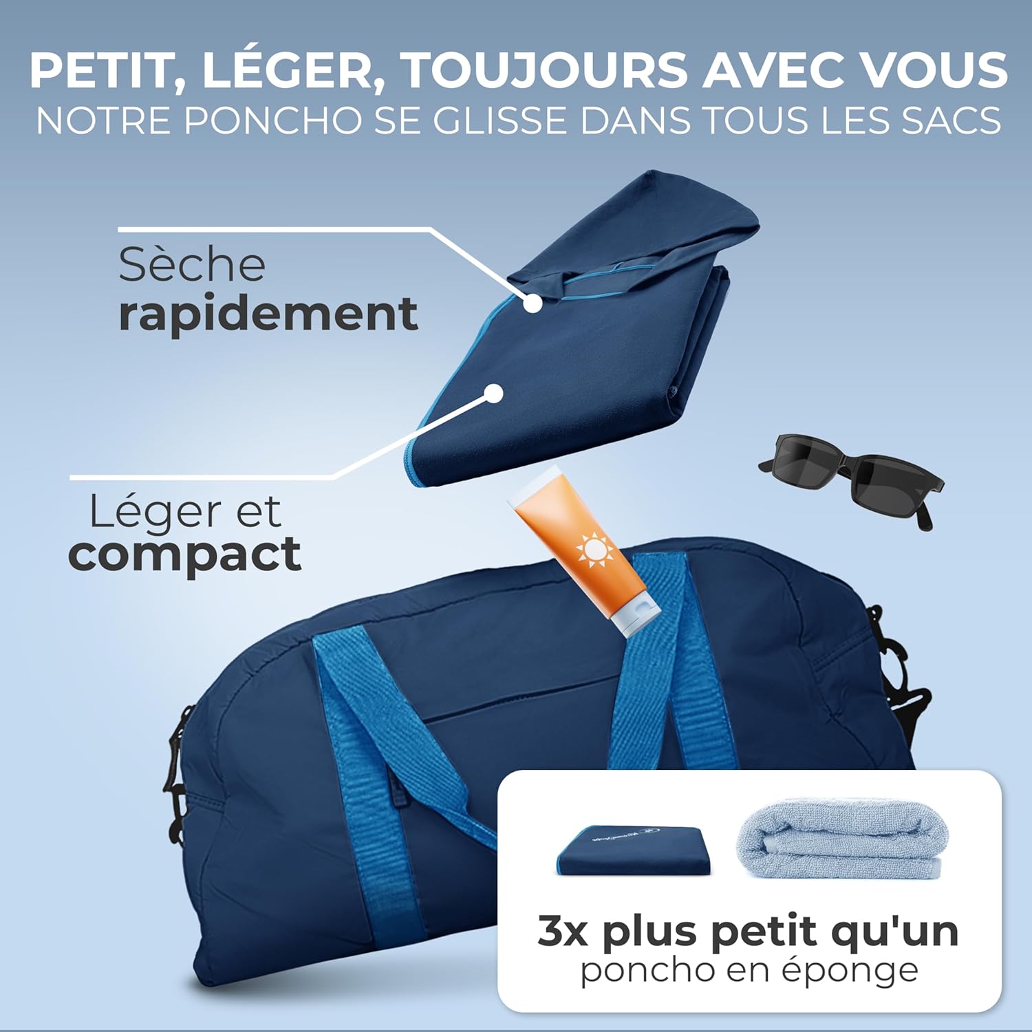Detalle de NirvanaShape Serviettes Microfibre : poncho de bain absorbant et léger, idéal pour le voyage, le sport et le yoga
