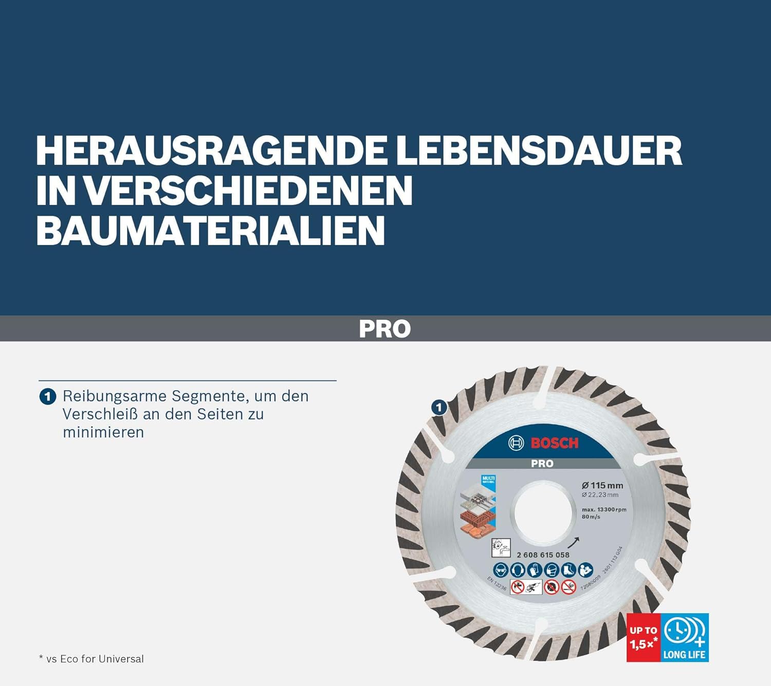 Thumbnail 4 de Bosch PRO Multi-Material Long Life Diamond Cutting Disc 125 mm (22.23 mm bore) for Concrete & Reinforced Concrete