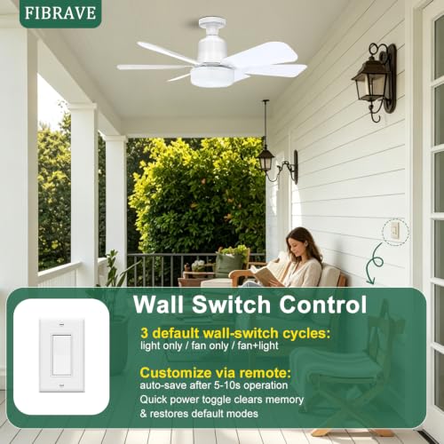 Thumbnail 7 de FIBRAVE Ceiling Fan with Lights and Remote — 2026 LED 40W, 3 Speeds, 3-Color Light, White