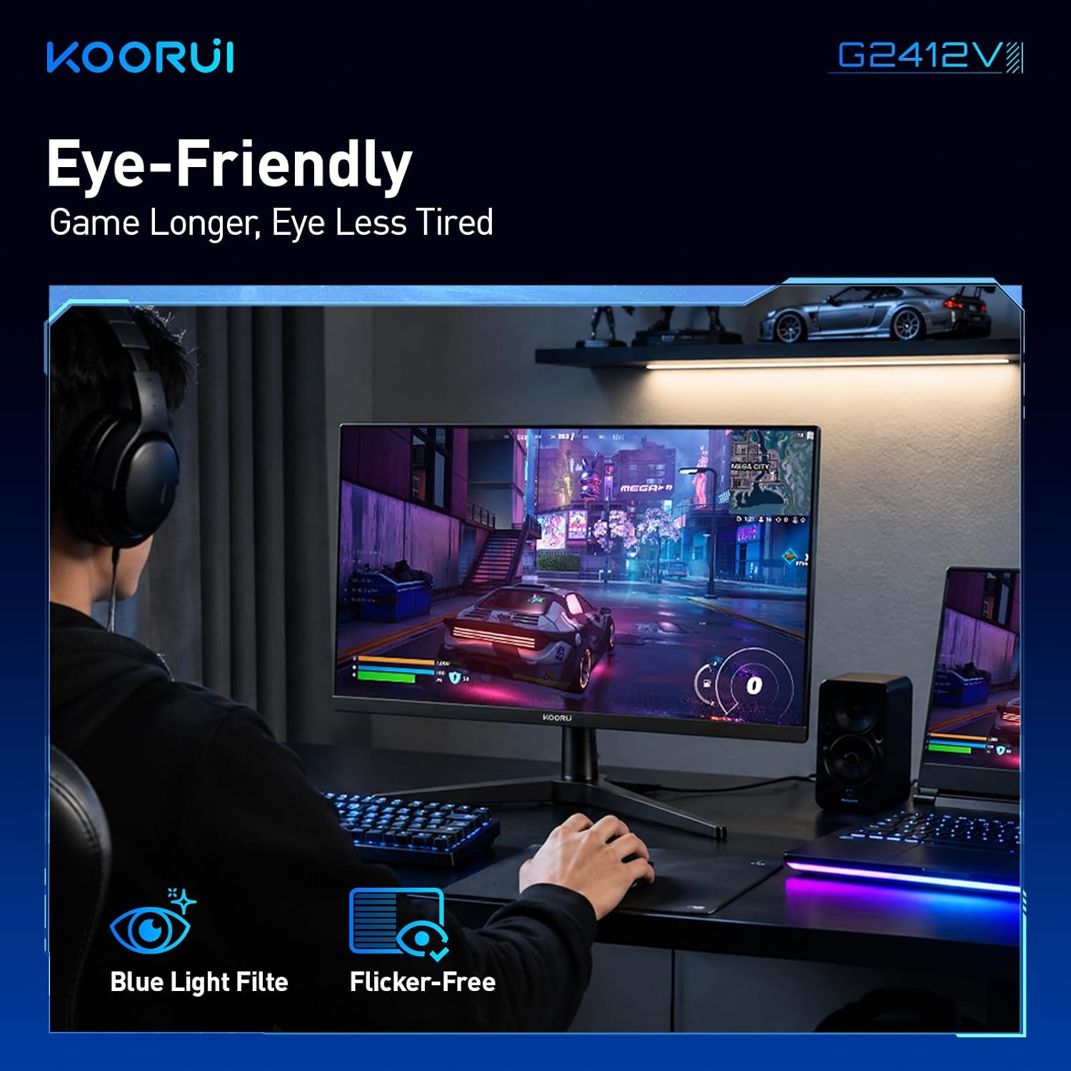 Thumbnail 5 de KOORUI 24" Gaming Monitor (240Hz, 1ms) with FHD HDR400, VA Panel, Adaptive Sync, HDMI 2.0 + DP 1.4