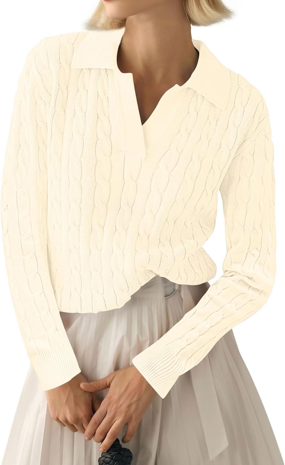 Thumbnail 4 de LACOZY Women's Fall Cable Knit V-Neck Pullover