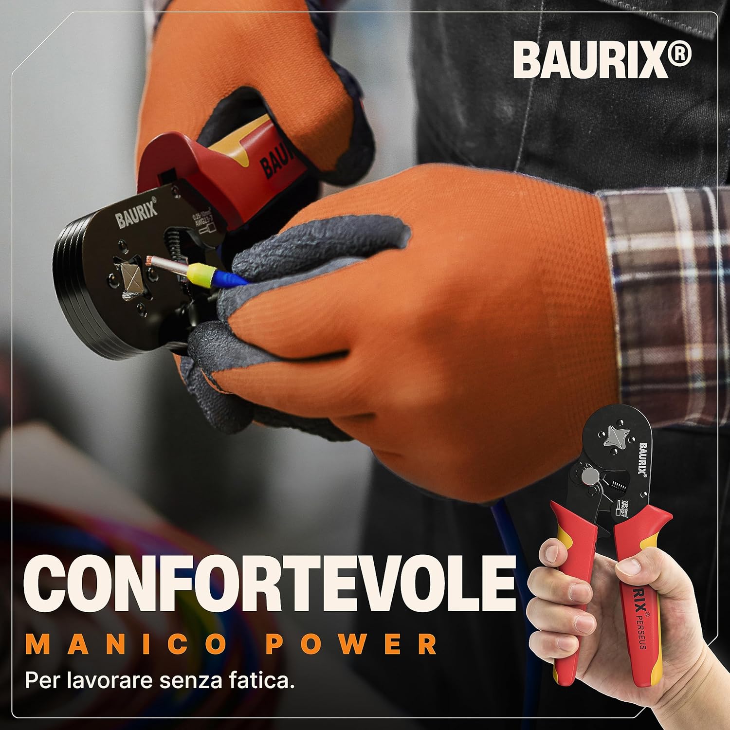 Thumbnail 5 de BAURIX PERSEUS: Pinza crimpatrice autoregolante con 1800 puntalini per cavi 0,25–10 mm²