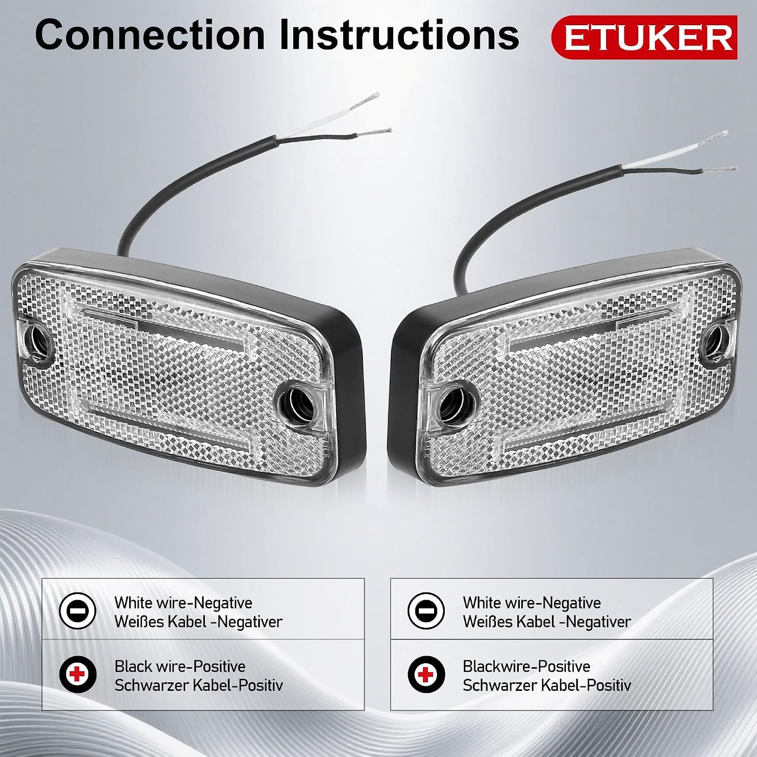 Detalle de ETUKER 2x Front Marker Lights White 12V-24V LED Outline Marker Lamps for Truck, Caravan and More