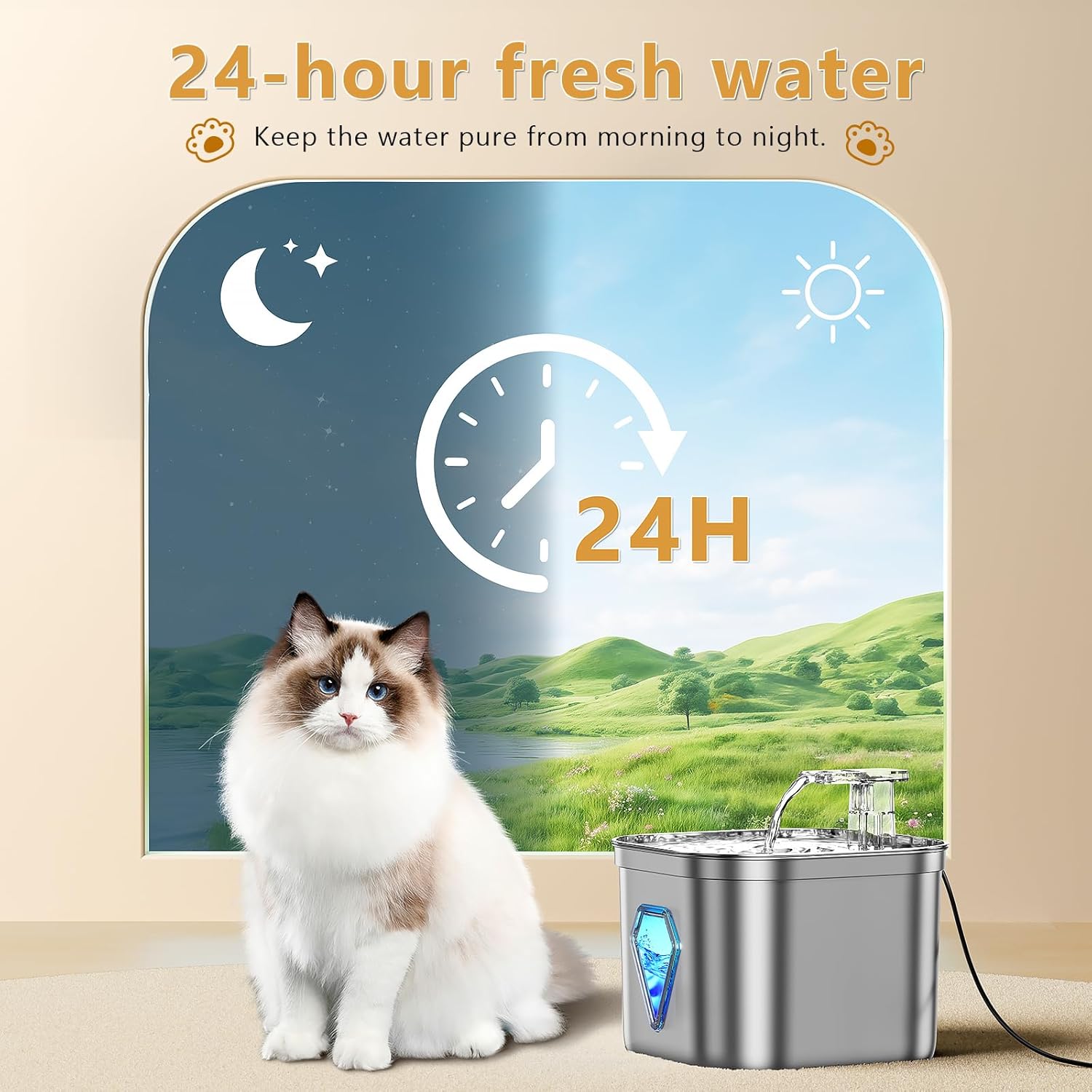 Detalle de EUARY Dispensador Agua Gatos Perros 2,5 L