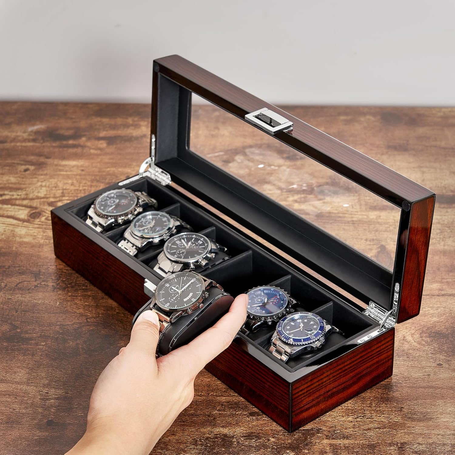 Detalle 2 de BEWISHOME Caja para relojes hombre ESSH06Y