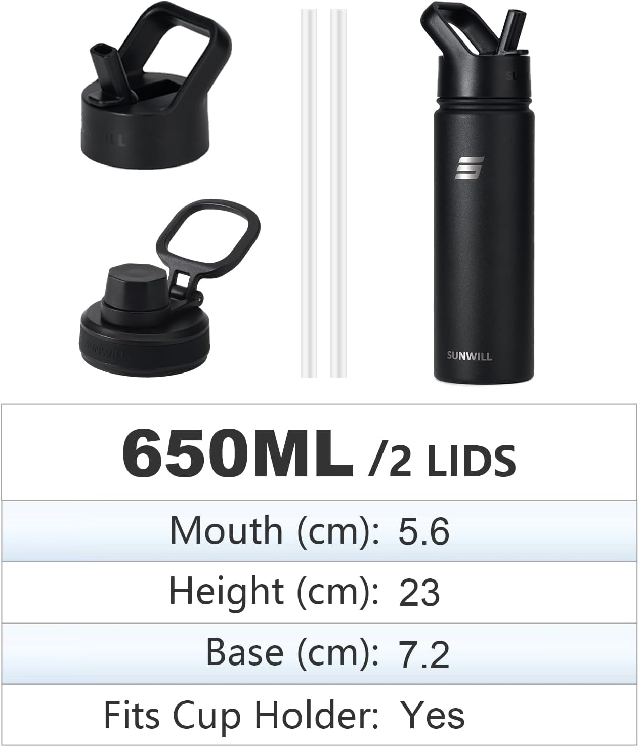 Detalle 2 de SUNWILL Metal Water Bottle 650 ml insulated bottle 🥤