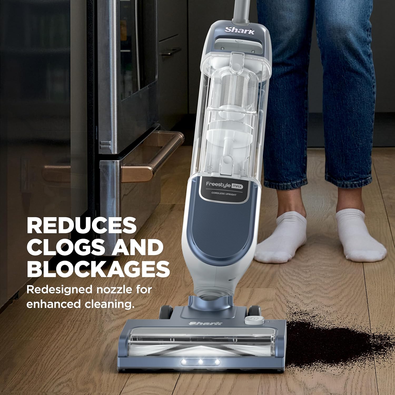 Detalle de Shark Freestyle Max Cordless Upright Vacuum SV2002 (Nordic Blue) — Lightweight Multi-Surface Cleaner