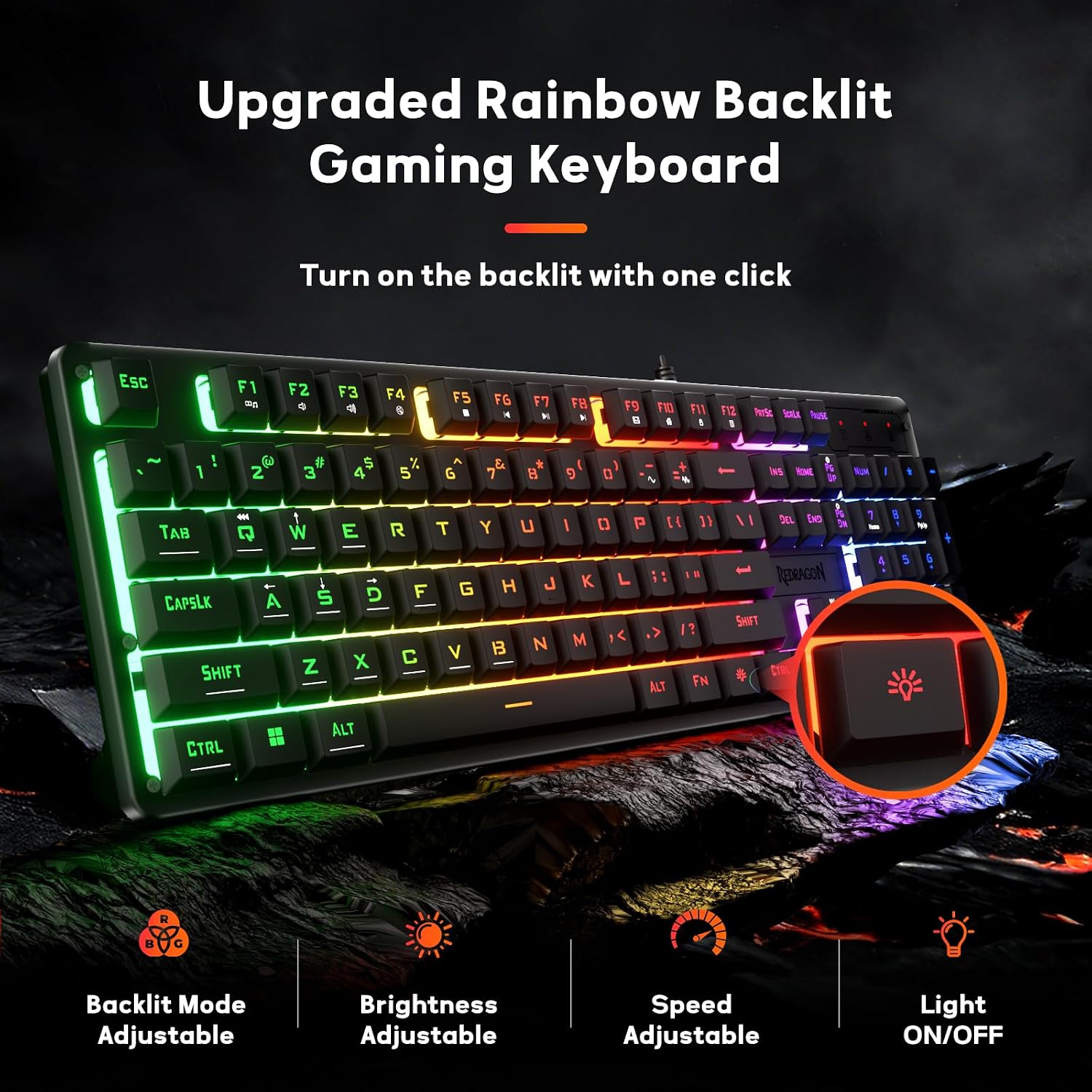 Thumbnail 1 de Redragon K521 Rainbow Mechanical-Feel Wired Keyboard