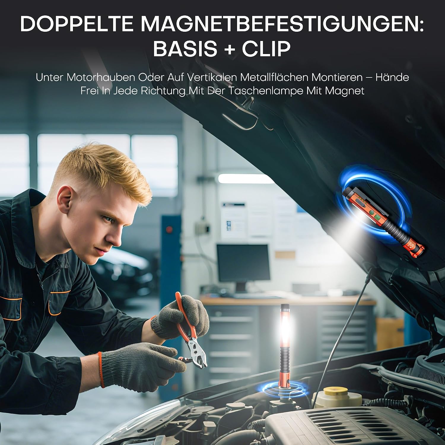 Detalle de PASIION EDC wiederaufladbare Taschenlampe mit bis zu 800 Lumen, 11 Modi und Doppelmagnet