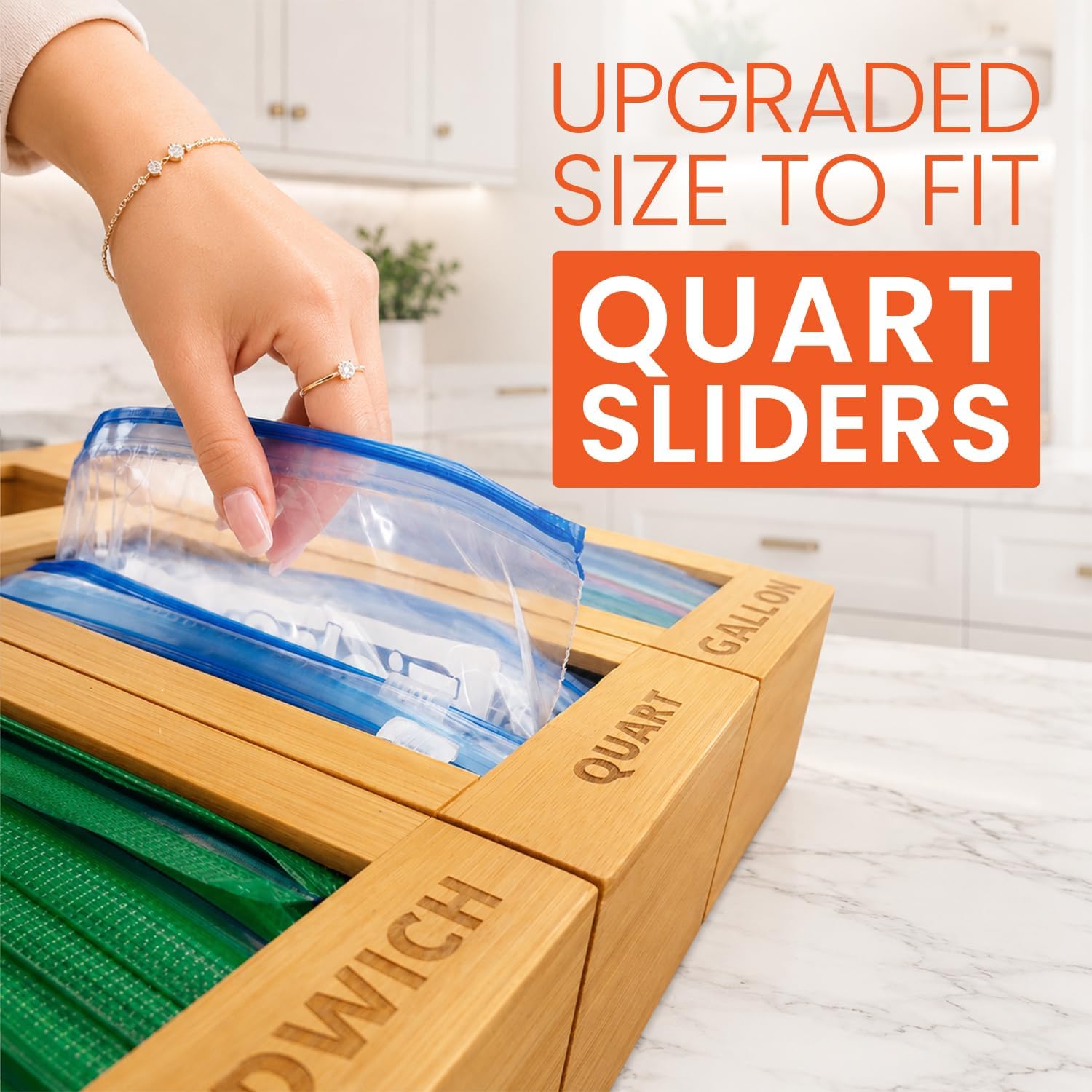 Thumbnail 4 de mHomeAid Bag Storage Organizer Bamboo dispenser for zipper bags