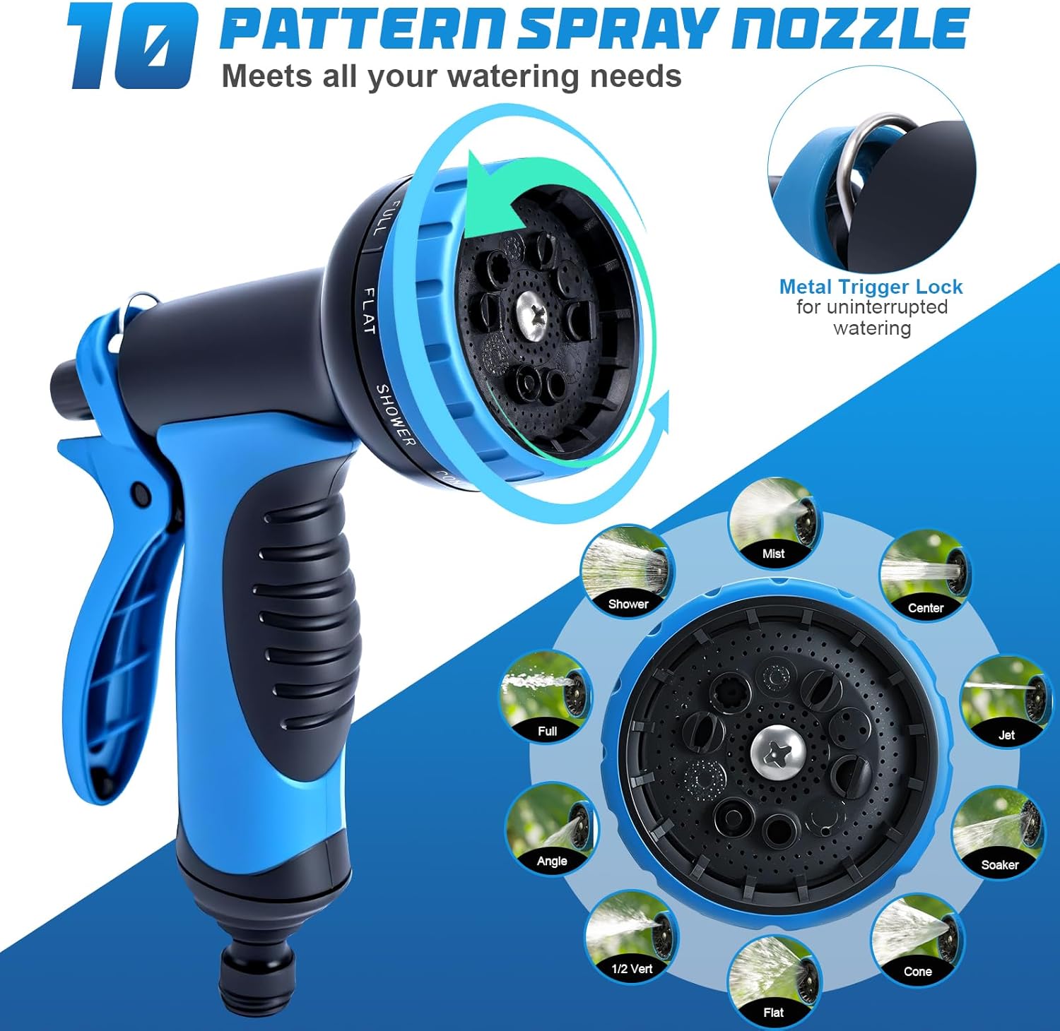 Detalle de Jsdoin Tubo Acqua Giardino estensibile 15 metri con pistola a spruzzo 10 funzioni e adattatori 1/2” e 3/4”