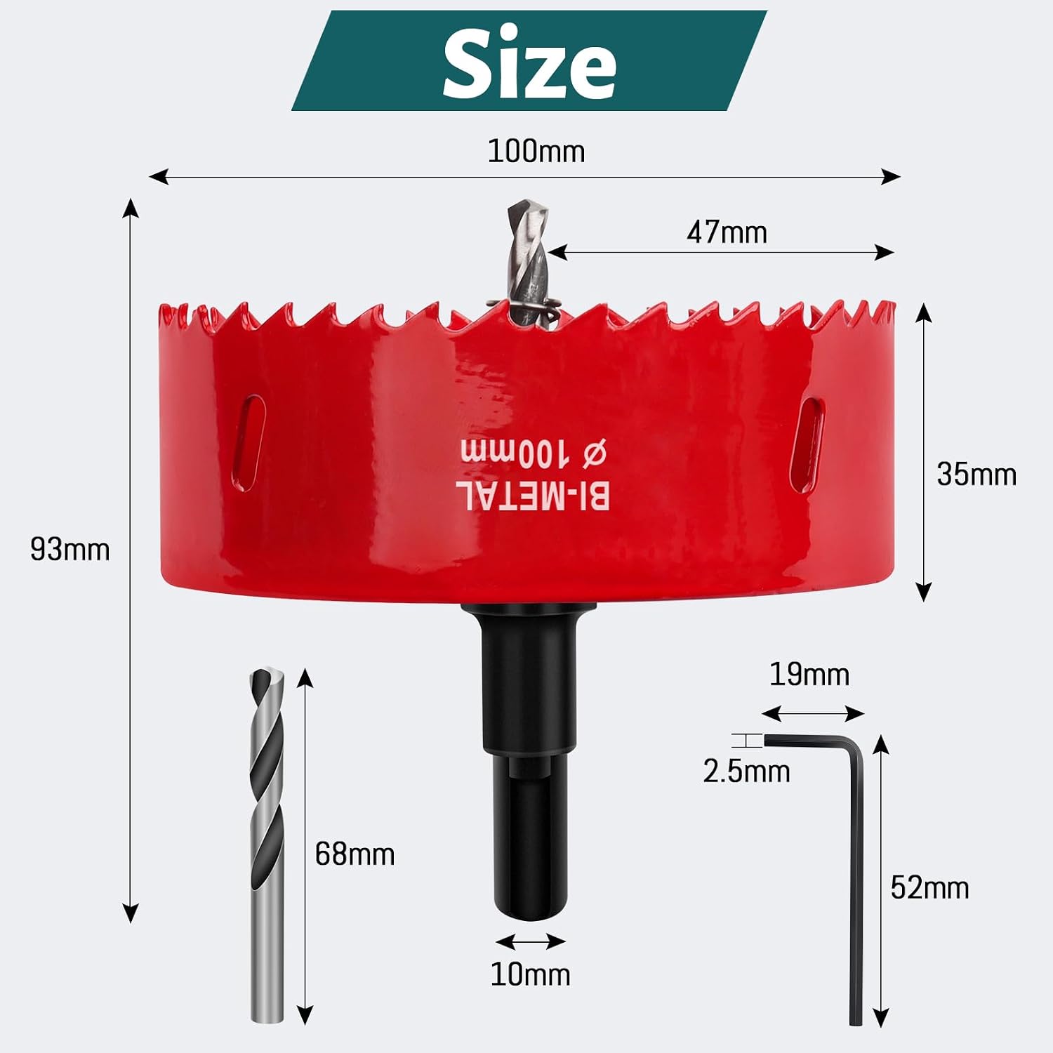 Thumbnail 1 de Yeepeo Lochsäge 100 mm aus HSS M42 Bi-Metall (Set für Holz, Rigips/Trockenbau & Kunststoffe)