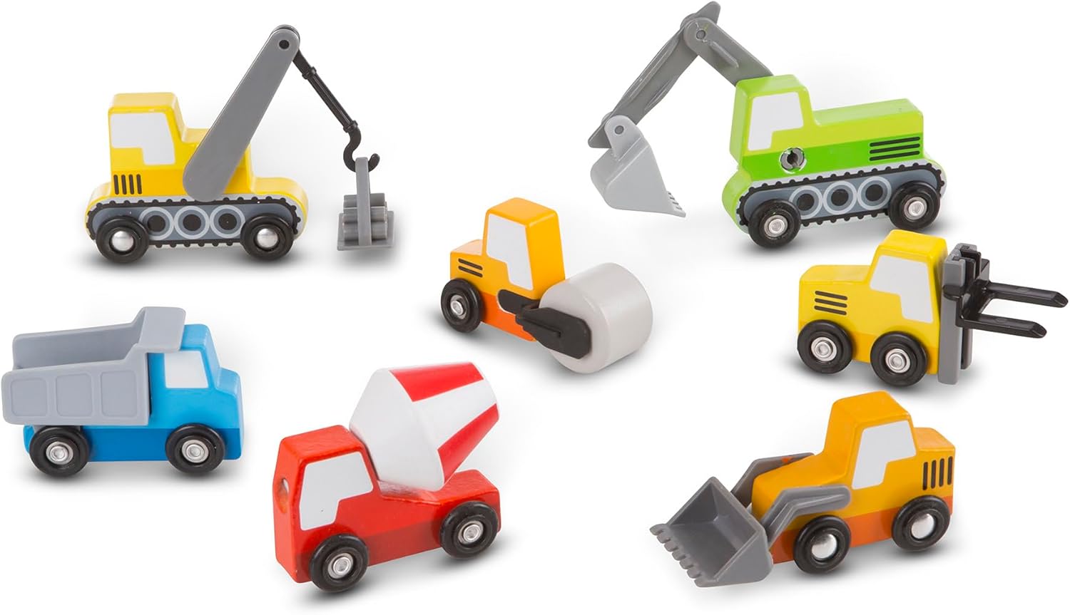 Detalle de Melissa & Doug Wooden Construction Site Vehicles With Wooden Storage Tray (8 pcs)