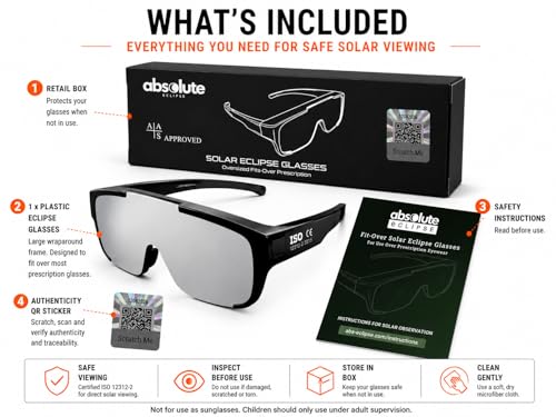 Thumbnail 3 de Absolute Eclipse Lunettes Éclipse Solaire 2026 Fit-Over — Protection certifiée pour observer l’éclipse sans retirer vos lunettes