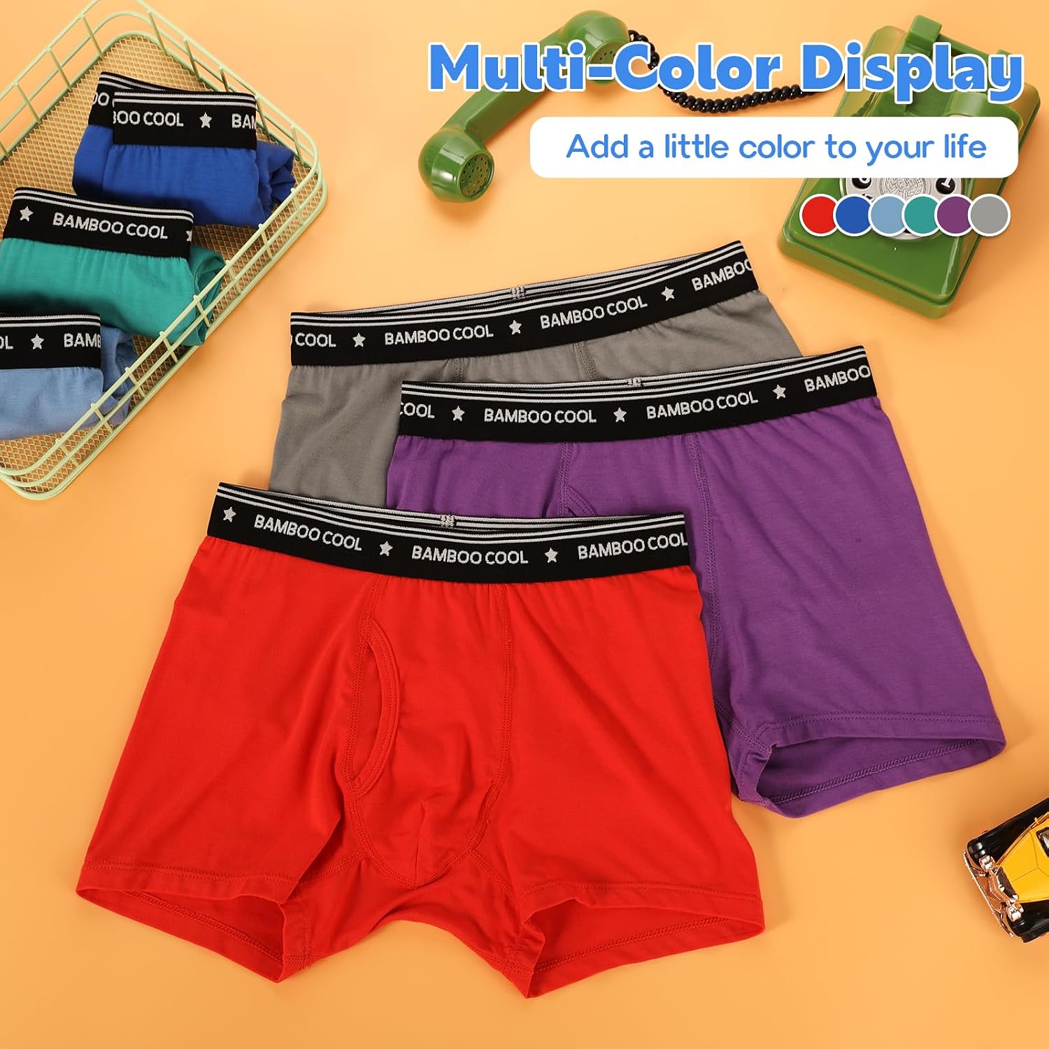 Detalle 2 de BAMBOO COOL Boys' Boxer Briefs, Bamboo Viscose
