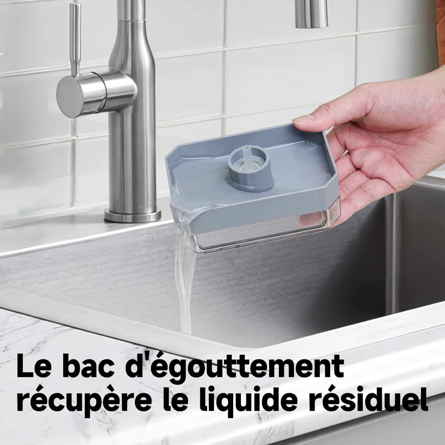 Detalle de AIKE AK1061 240 ML Distributeur Savon Cuisine en Acier Inoxydable – 2 en 1, pratique et élégant