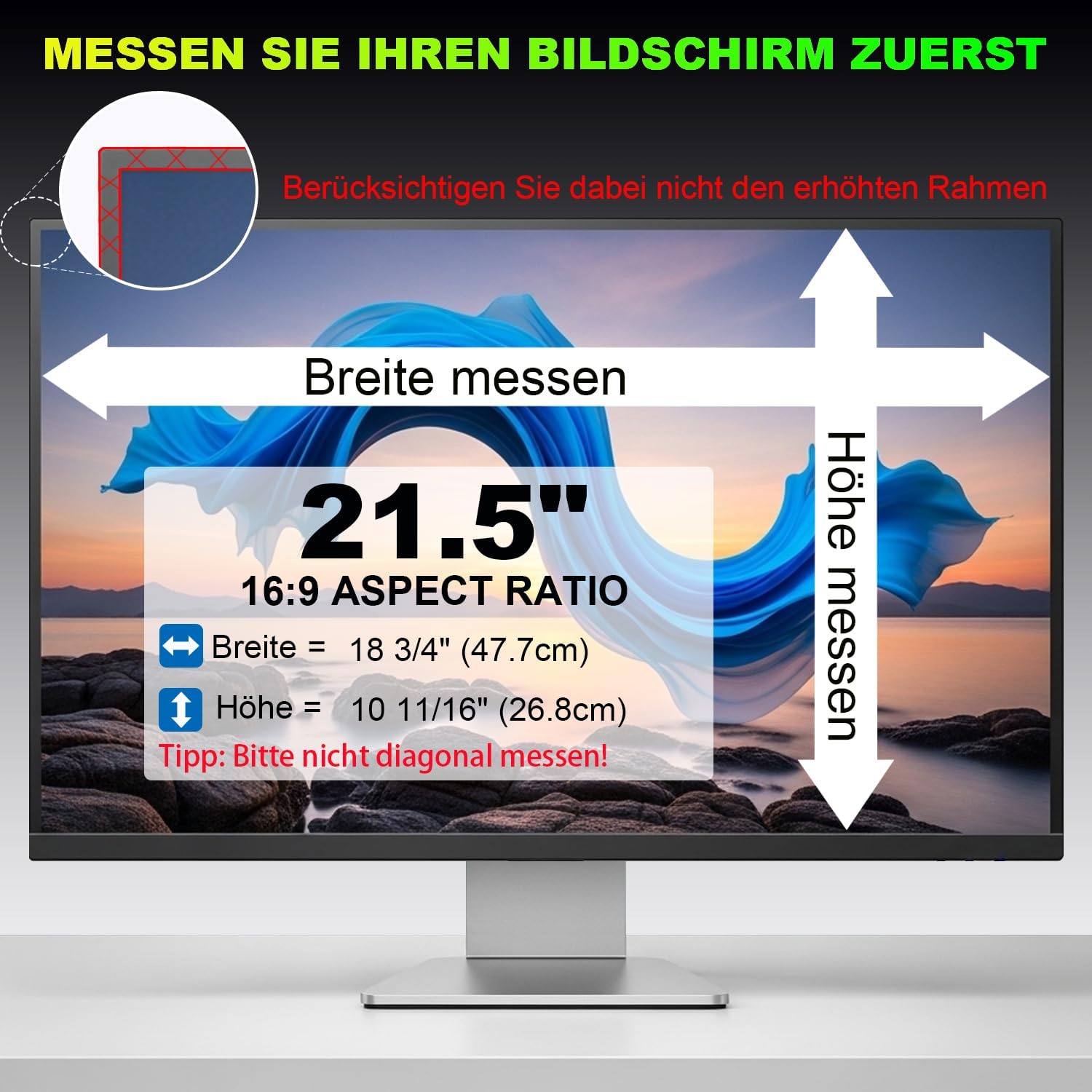 Thumbnail 3 de ruord Sichtschutzfolie 21,5 Zoll Monitor