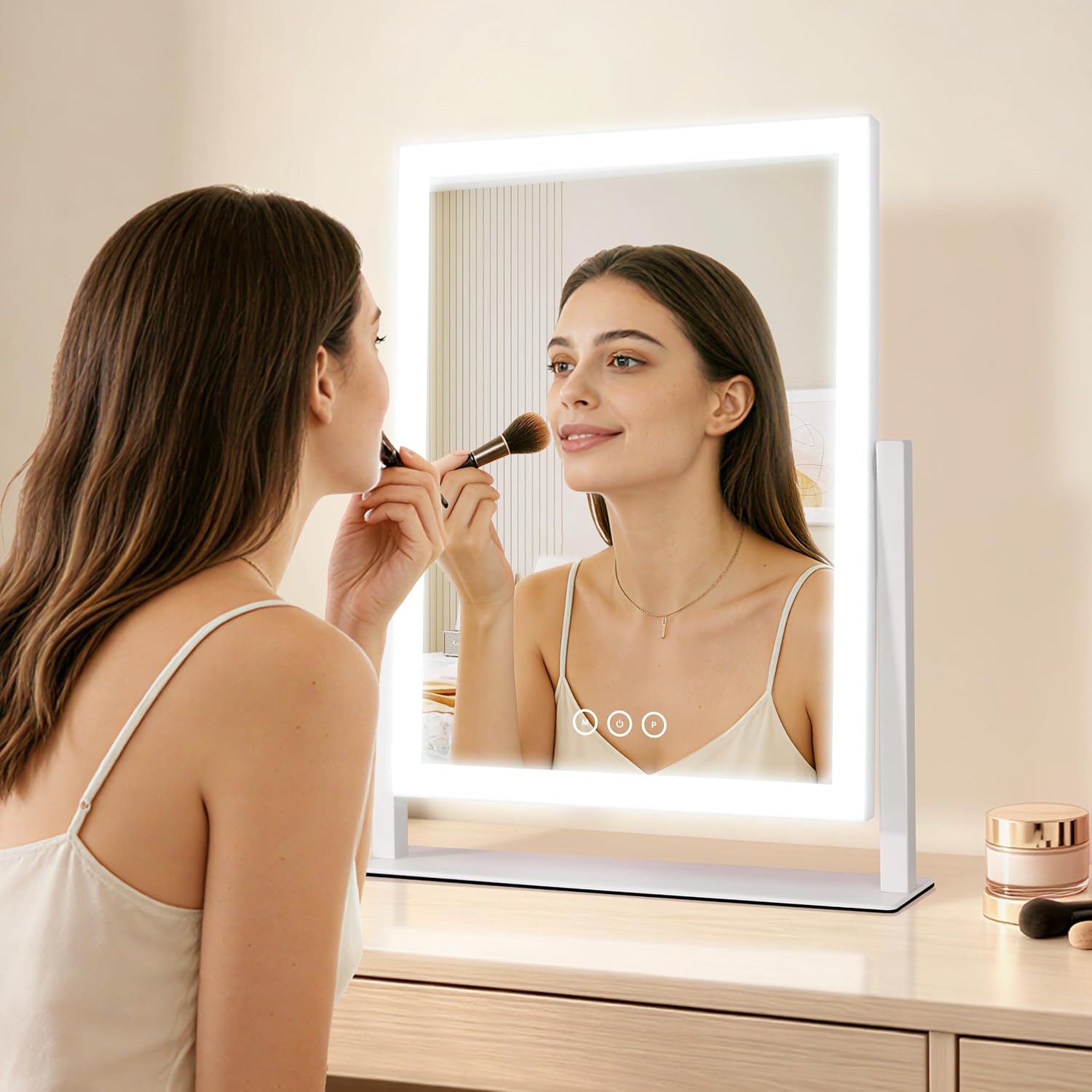 Thumbnail 6 de Lighted Vanity Mirror with Lights: 16.7 x 13.2 inches, 180 LEDs, 3 Color Modes, 360° Rotation