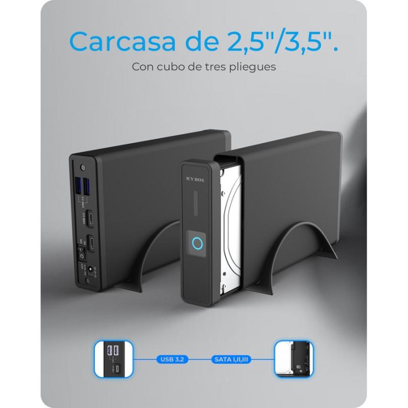Detalle 2 de ICY BOX IB-382H-C31: Caja externa 2.5/3.5" USB 3.2 Gen 2 con Hot-Swap