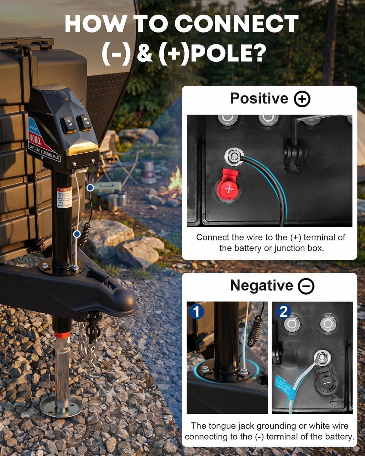 Detalle de Kohree Electric Trailer Jack 4000lbs for A-Frame Campers: Heavy Duty RV Tongue Jack