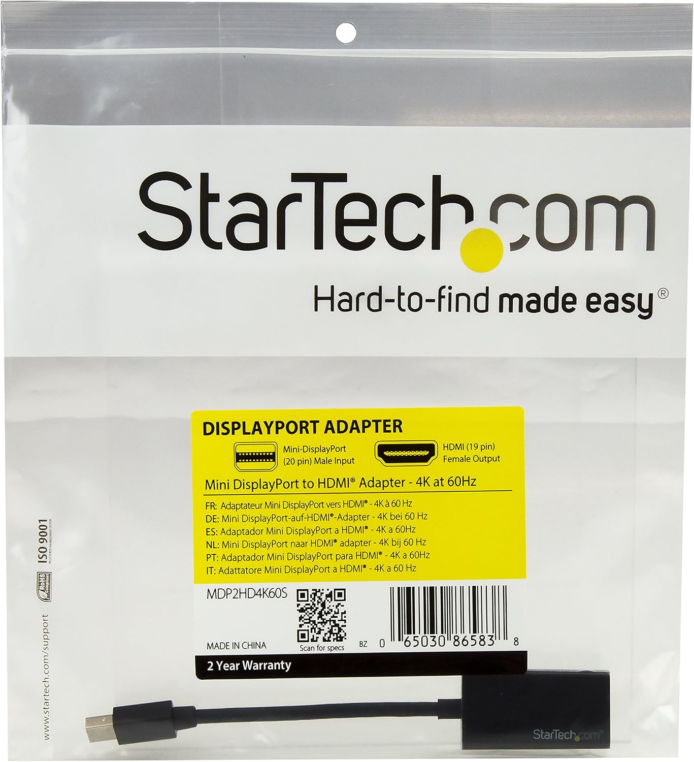 Detalle de StarTech.com Mini DisplayPort to HDMI Adapter with 4K60/1080p240 – Thunderbolt 1/2 compatible