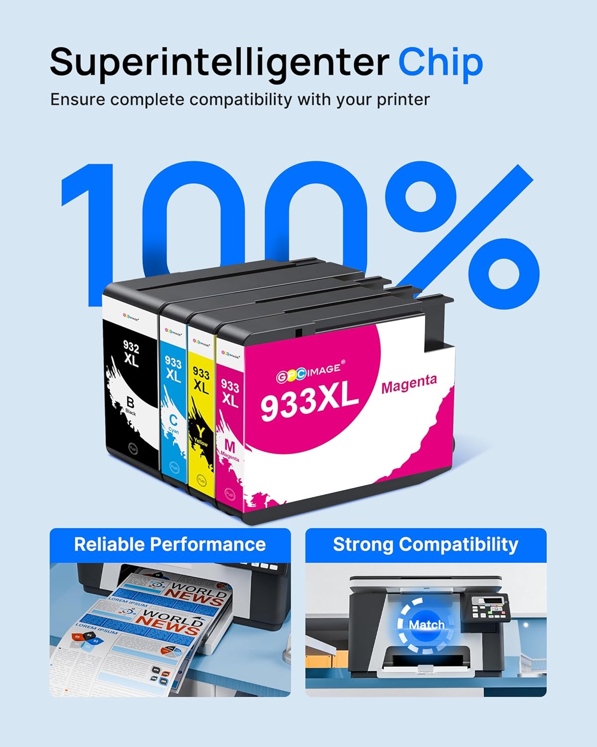 Thumbnail 5 de GPC Image 932XL & 933XL Compatible Ink Cartridges 4-Pack (Black, Cyan, Magenta, Yellow)