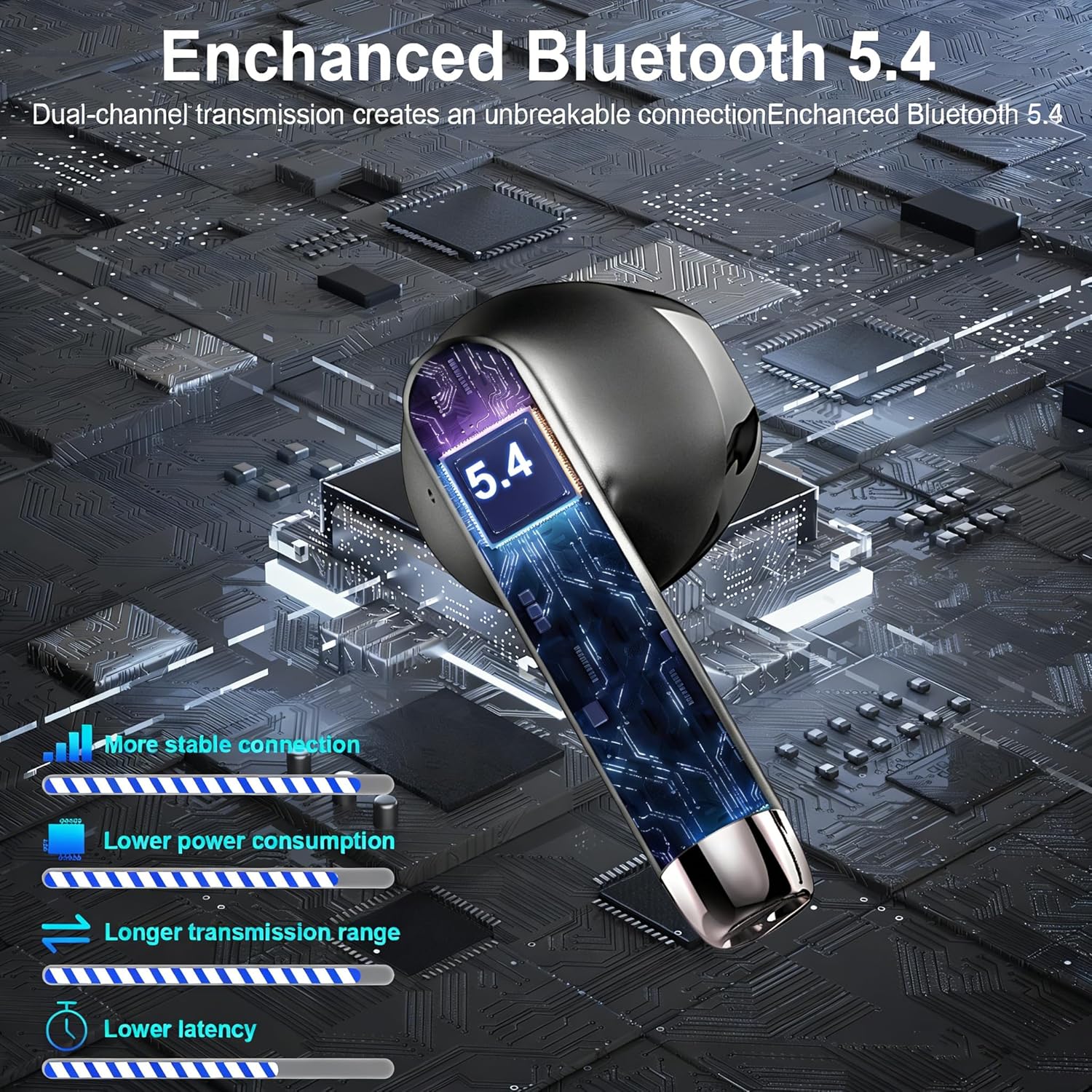 Thumbnail 4 de Cuffie Bluetooth 5.4 2026 Nuovo con ENC e 4 microfoni, display LED e IPX7
