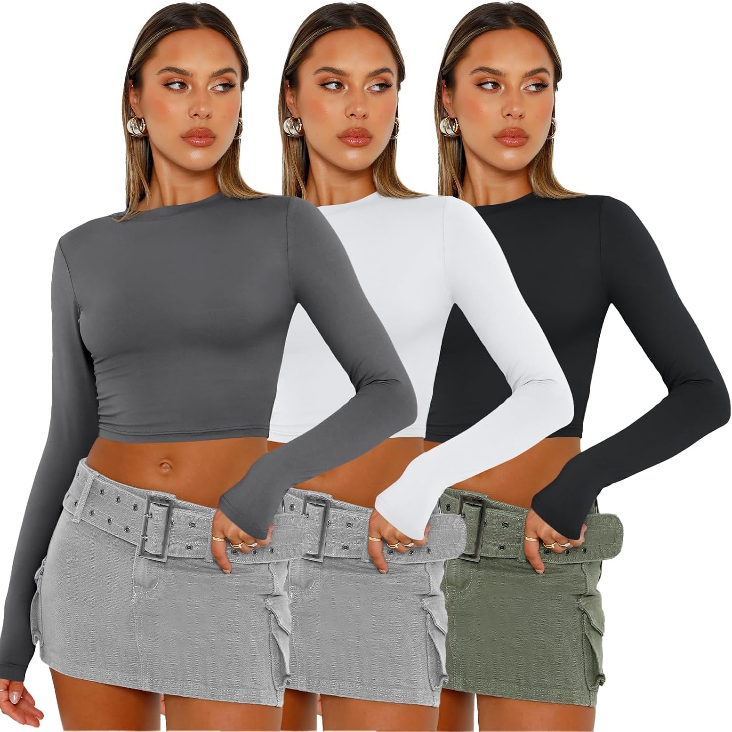 Detalle 2 de AUTOMET Women's Long-Sleeve Tops, 3-Pack