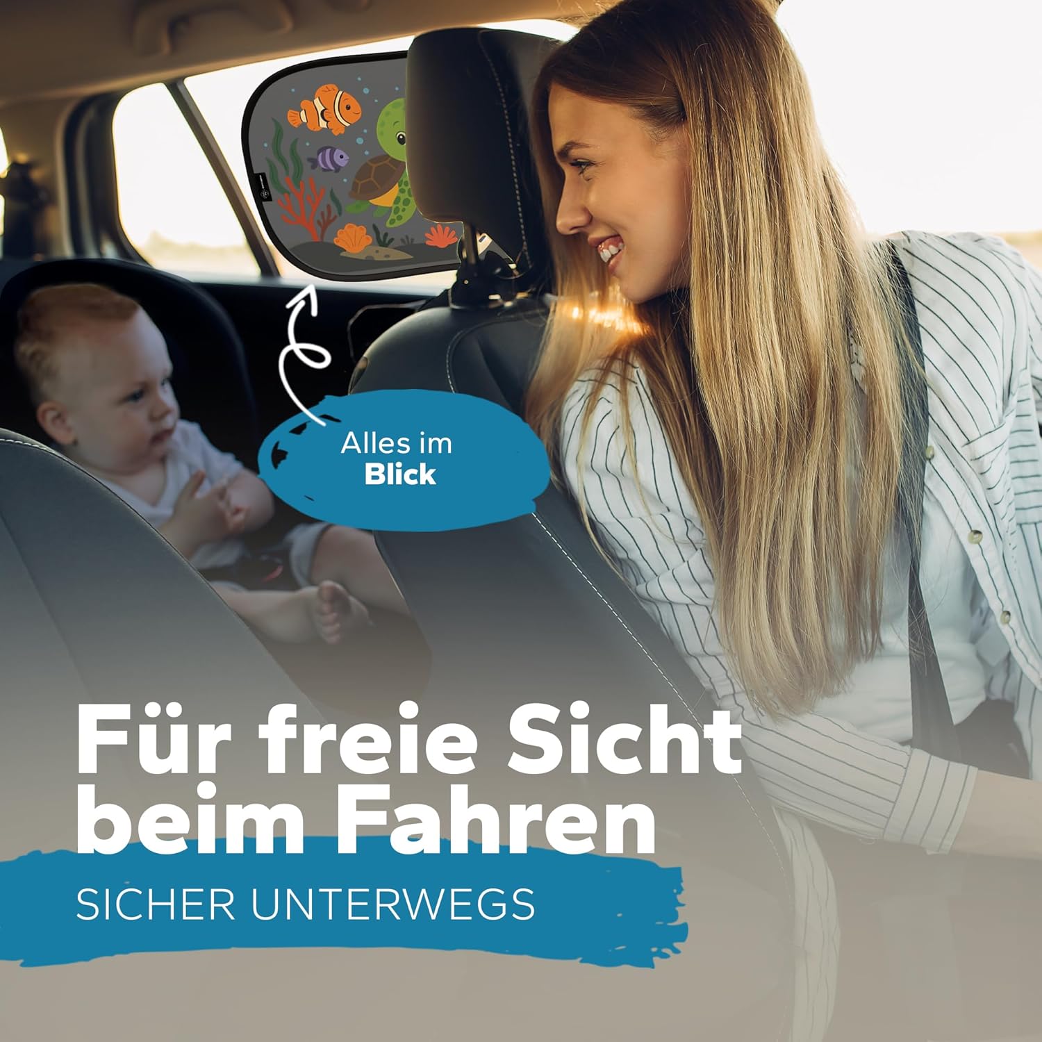 Thumbnail 4 de Fluffy's World Sonnenschutz Auto Baby & Kinder – zertifizierter UPF50+ Schutz (GSM105+ Nylon), Seitenscheibenblende