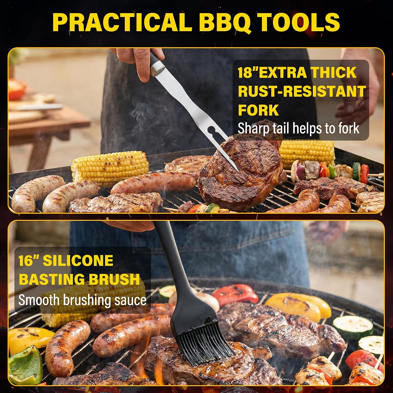 Thumbnail 6 de Yekale 5PCS Grill Tools Set, 5-Piece Stainless Steel BBQ Utensils