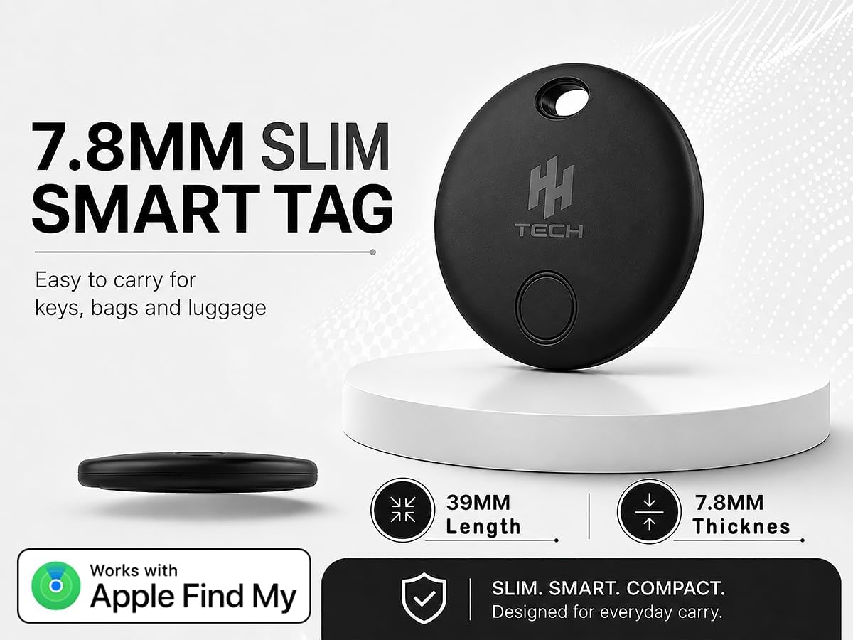 Thumbnail 5 de HH-Tech Smart Tag (Pack-2 Black+White) for Apple Find My: Key Finder & Tracker