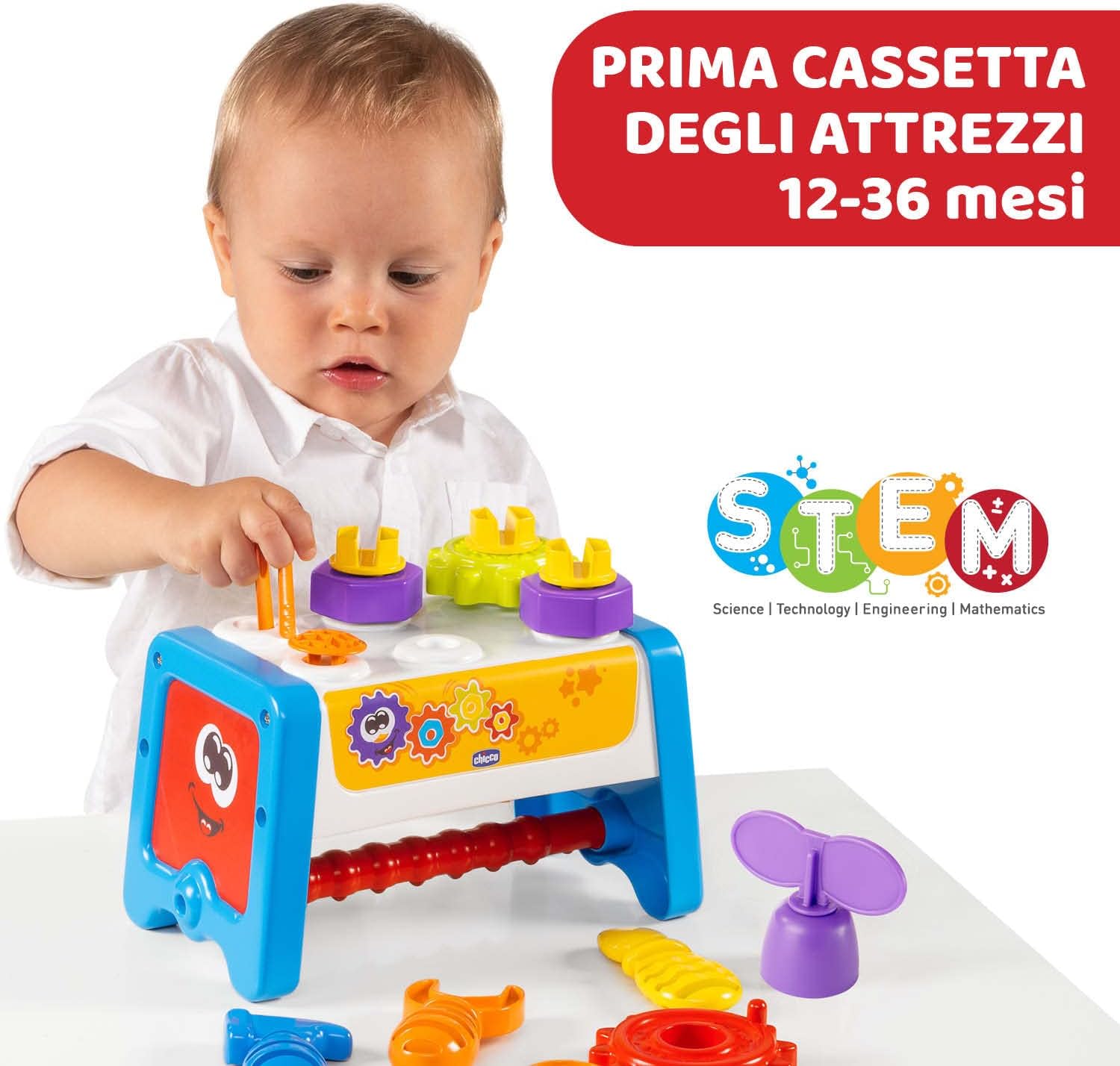 Thumbnail 1 de Chicco Cassetta degli Attrezzi 2 in 1 – Banco da lavoro per bambini con 15 pezzi e gioco STEM
