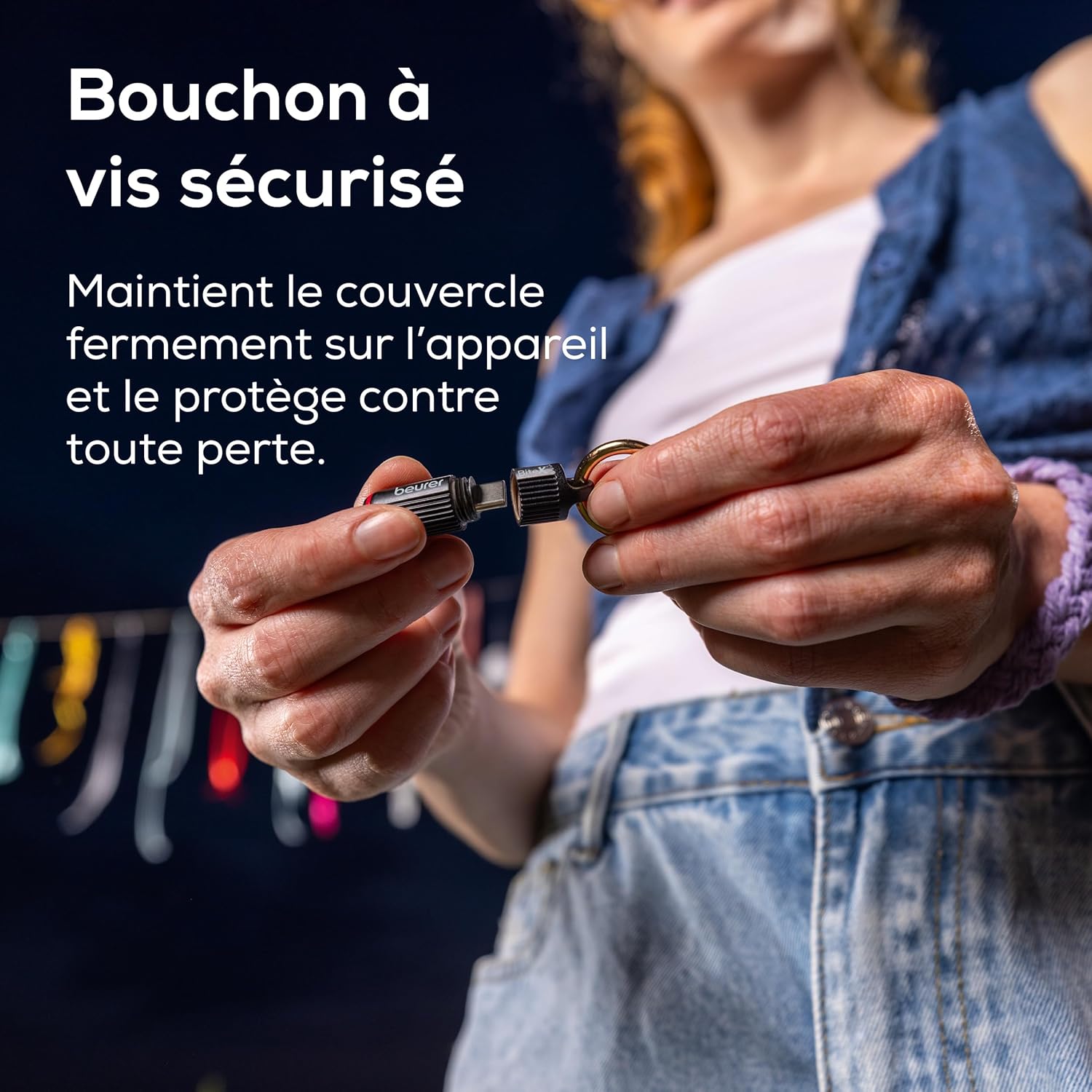 Detalle de Beurer BiteX Go Deep Black — Dispositif USB‑C pour soulager les démangeaisons des piqûres et morsures