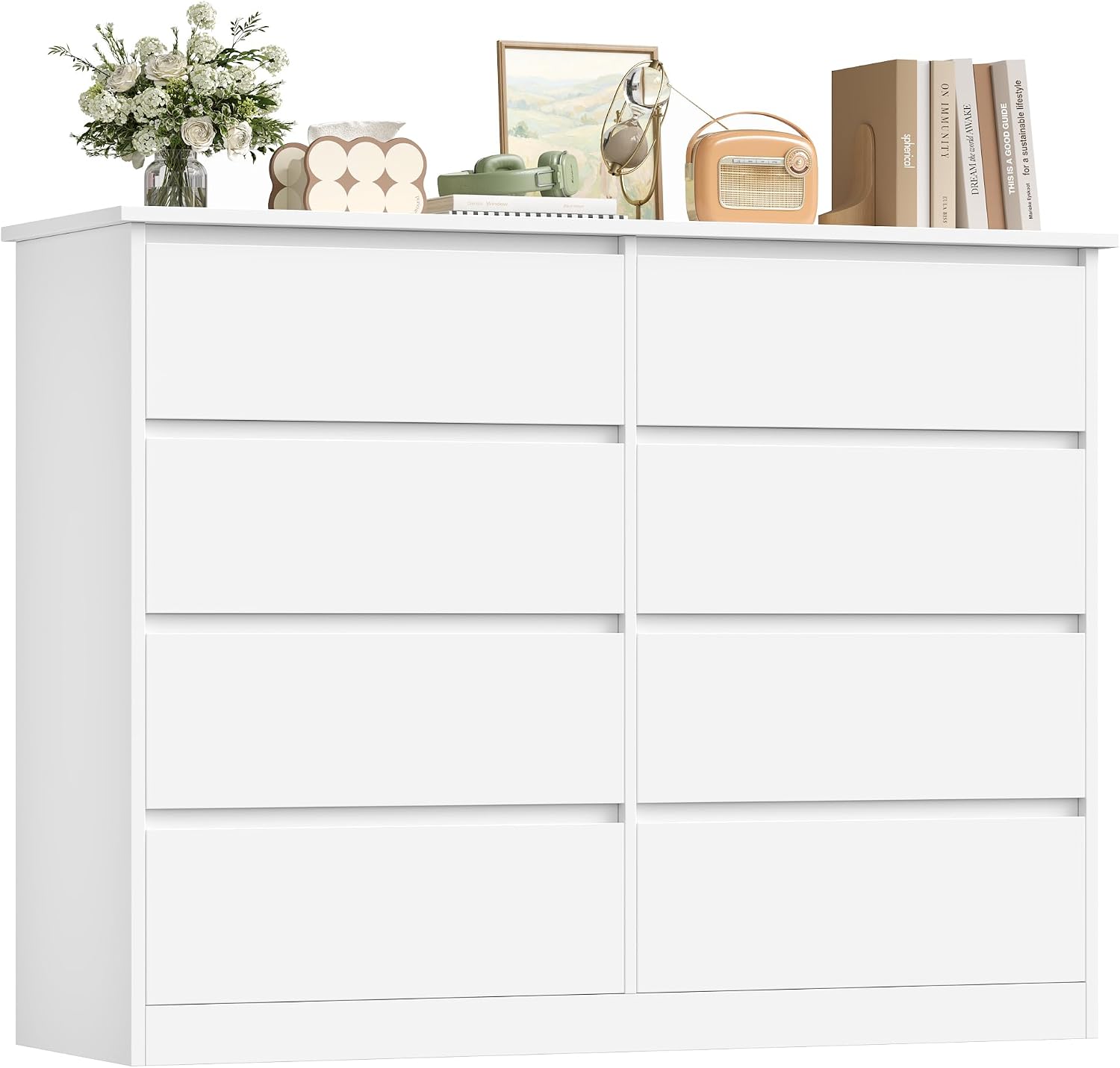 Detalle de FOREHILL P804 Chest of Drawers, 8 Drawers, White, 120 cm