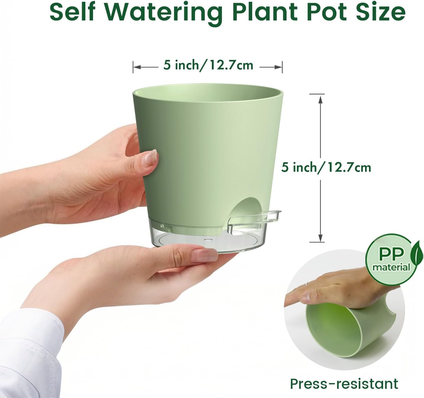 Thumbnail 1 de WSMKSZ 12.7 cm Self-Watering Plant Pots Indoor (5 Pack) with Clear Reservoir and Cotton Wick