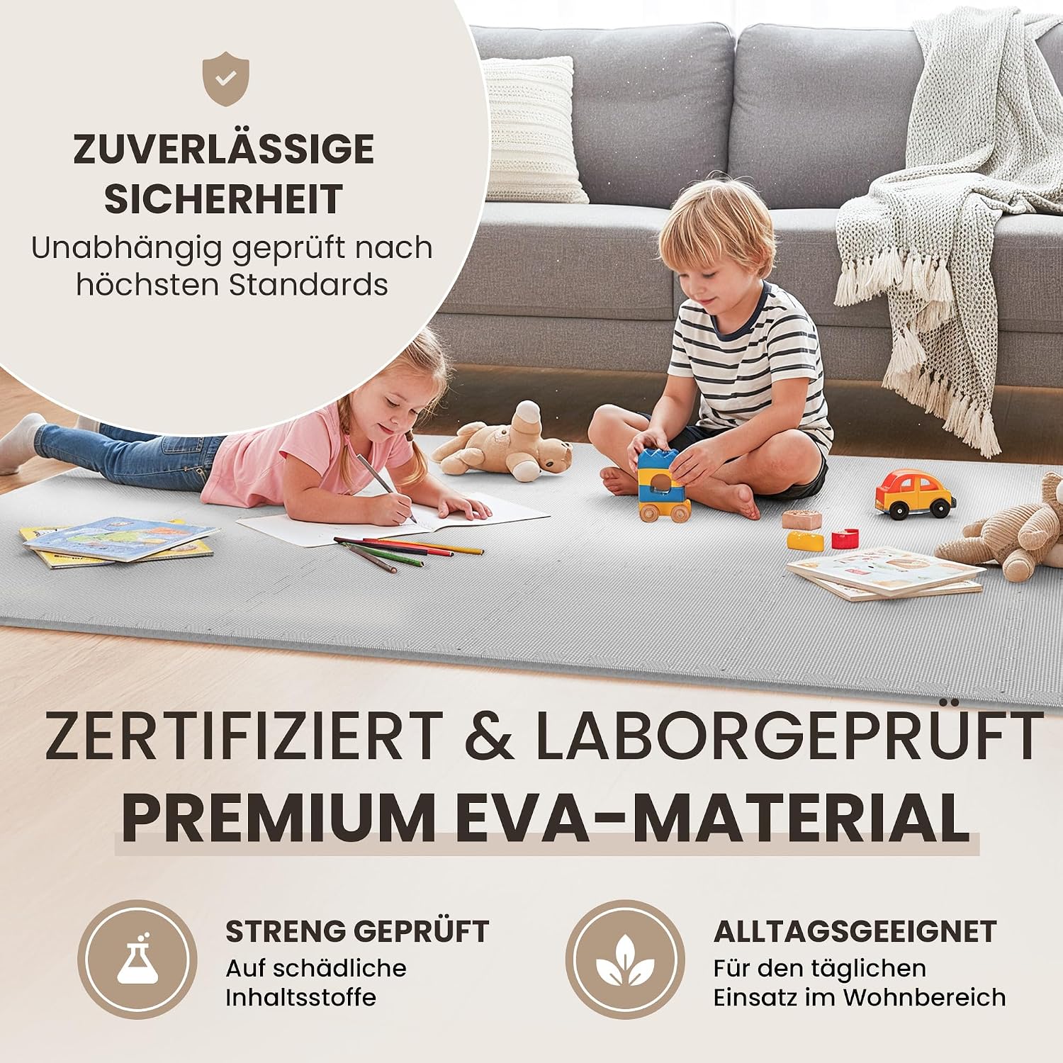 Detalle de Schutzmatten Set: 18 Puzzle-Bodenschutzmatten für Optimalen Boden- und Geräuschschutz