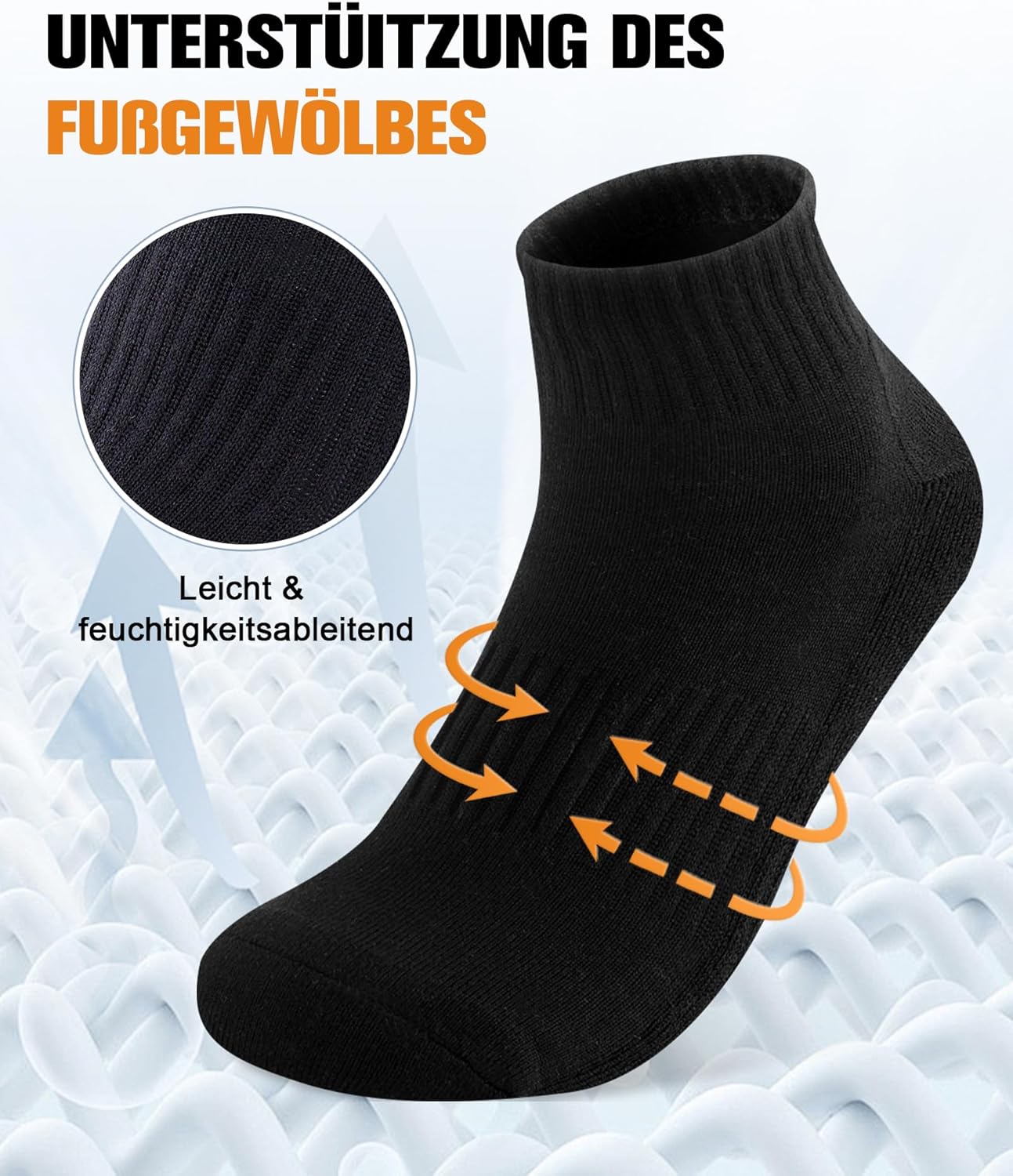 Thumbnail 4 de EconioSocken Calzini sportivi corti traspiranti da uomo (cotone) da corsa, tennis e lavoro, 6/10 paia