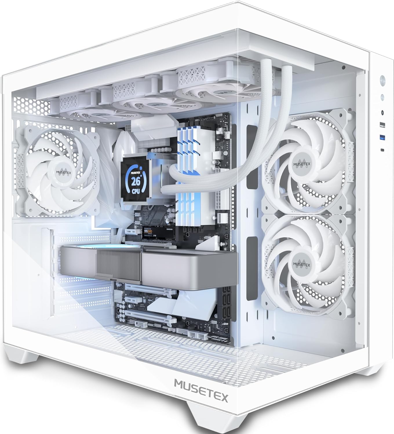 Detalle de MUSETEX Y6 ATX PC Gehäuse 360mm Radiator