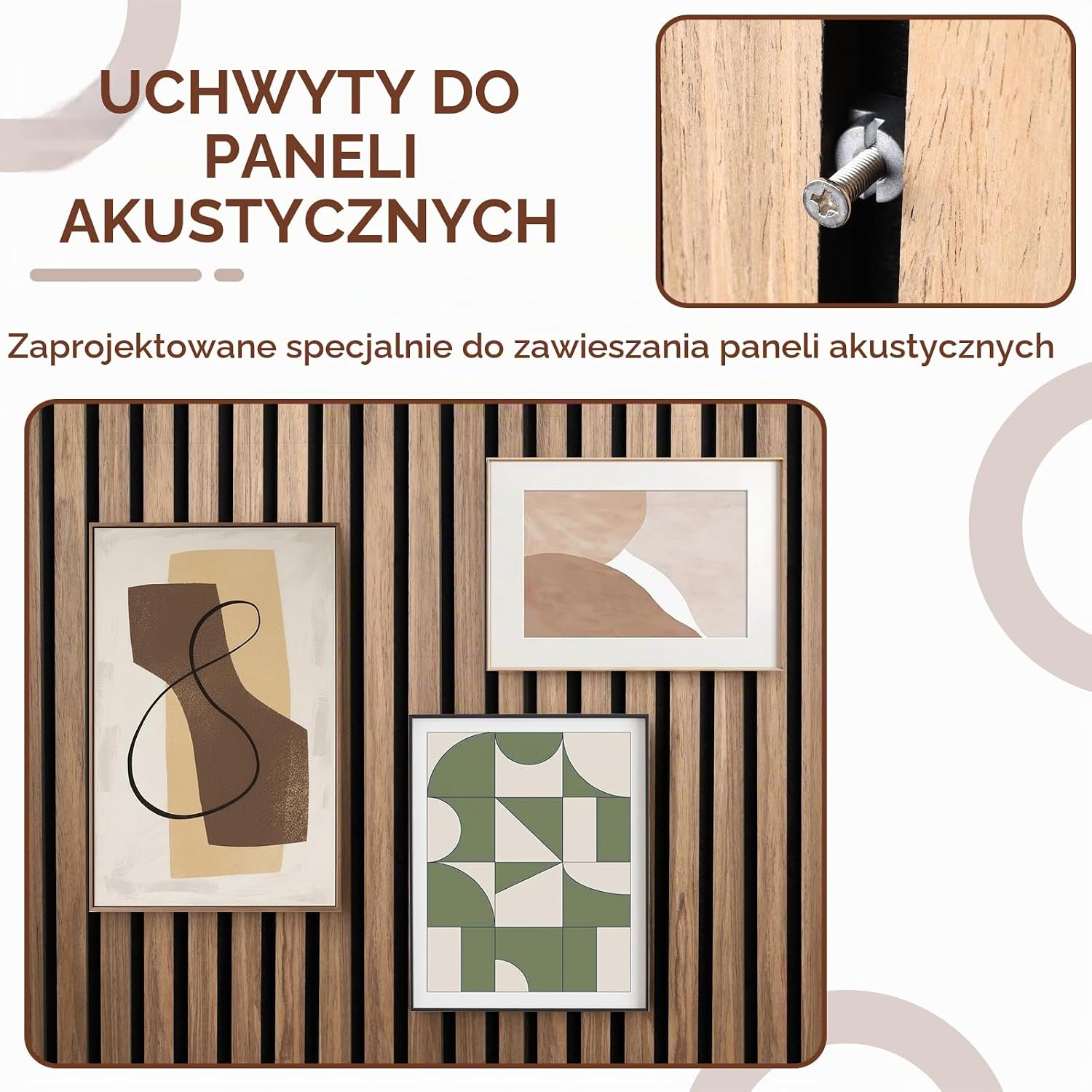Detalle de INQUIRLLY ST-08486 – 3 regulowane haki do paneli akustycznych bez wiercenia